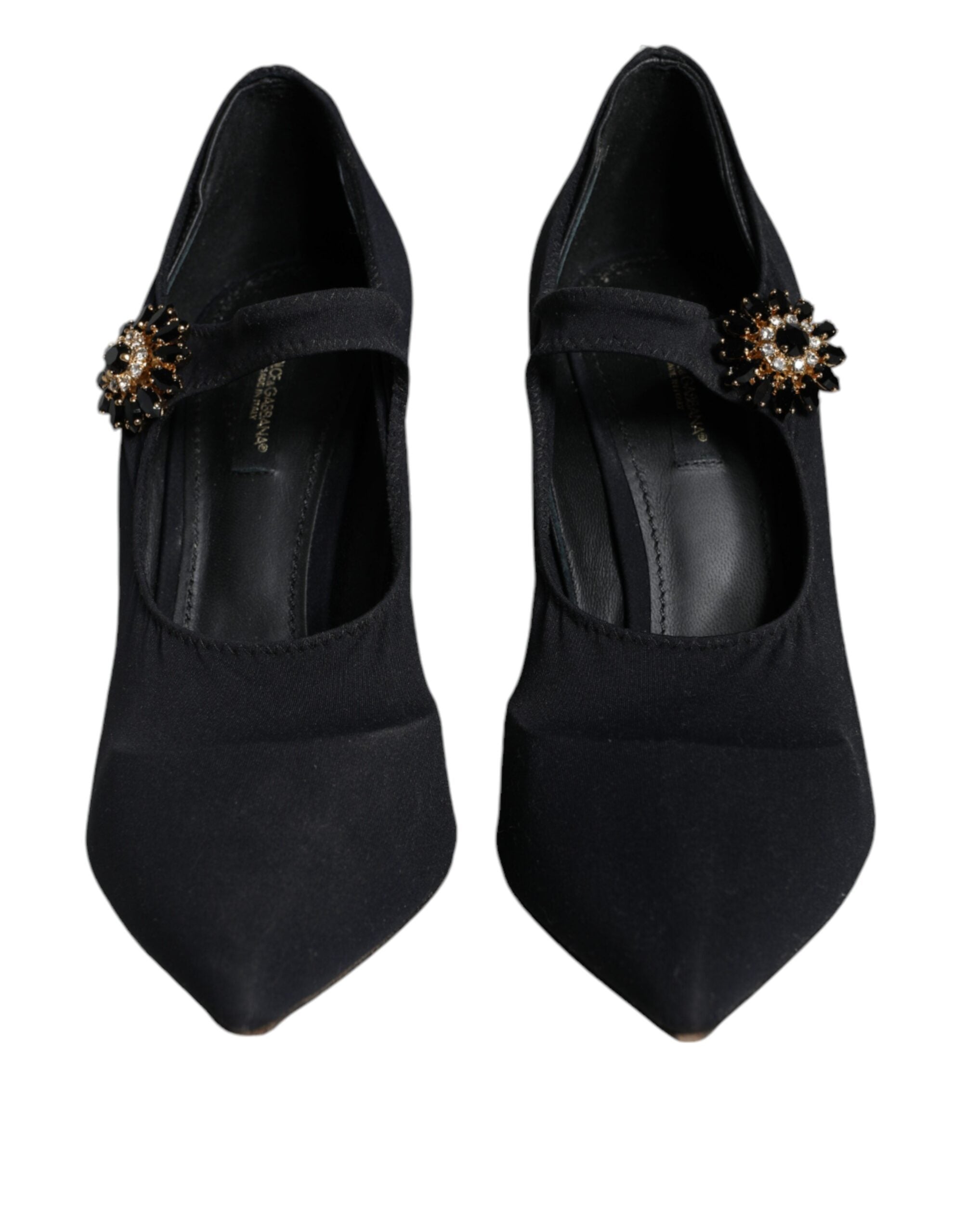 Svarta Mary Jane Jersey Kristall Pumps Skor