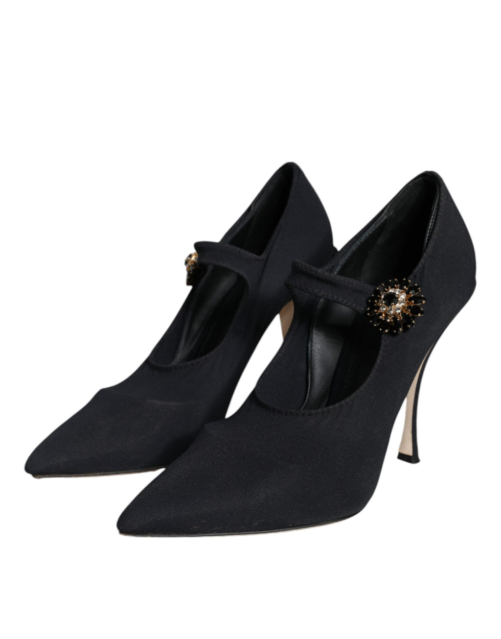 Svarta Mary Jane Jersey Kristall Pumps Skor