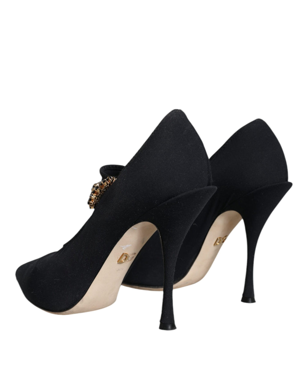 Svarta Mary Jane Jersey Kristall Pumps Skor