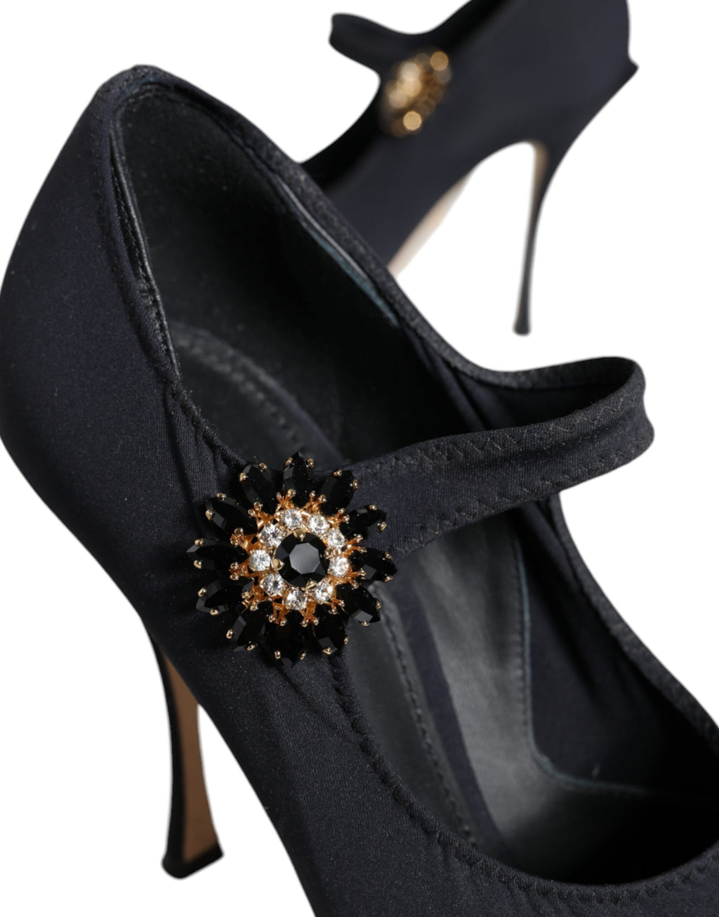 Svarta Mary Jane Jersey Kristall Pumps Skor