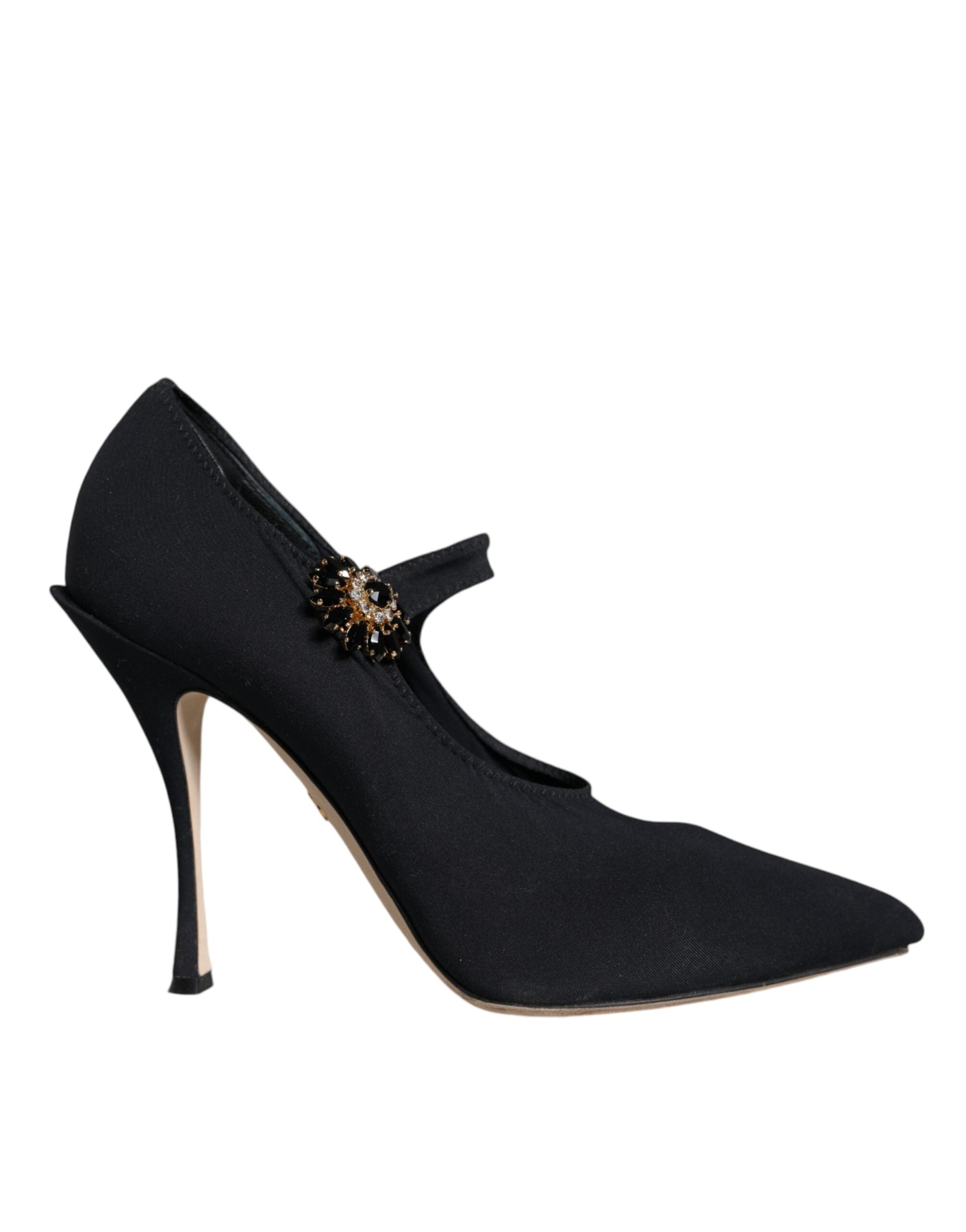 Svarta Mary Jane Jersey Kristall Pumps Skor