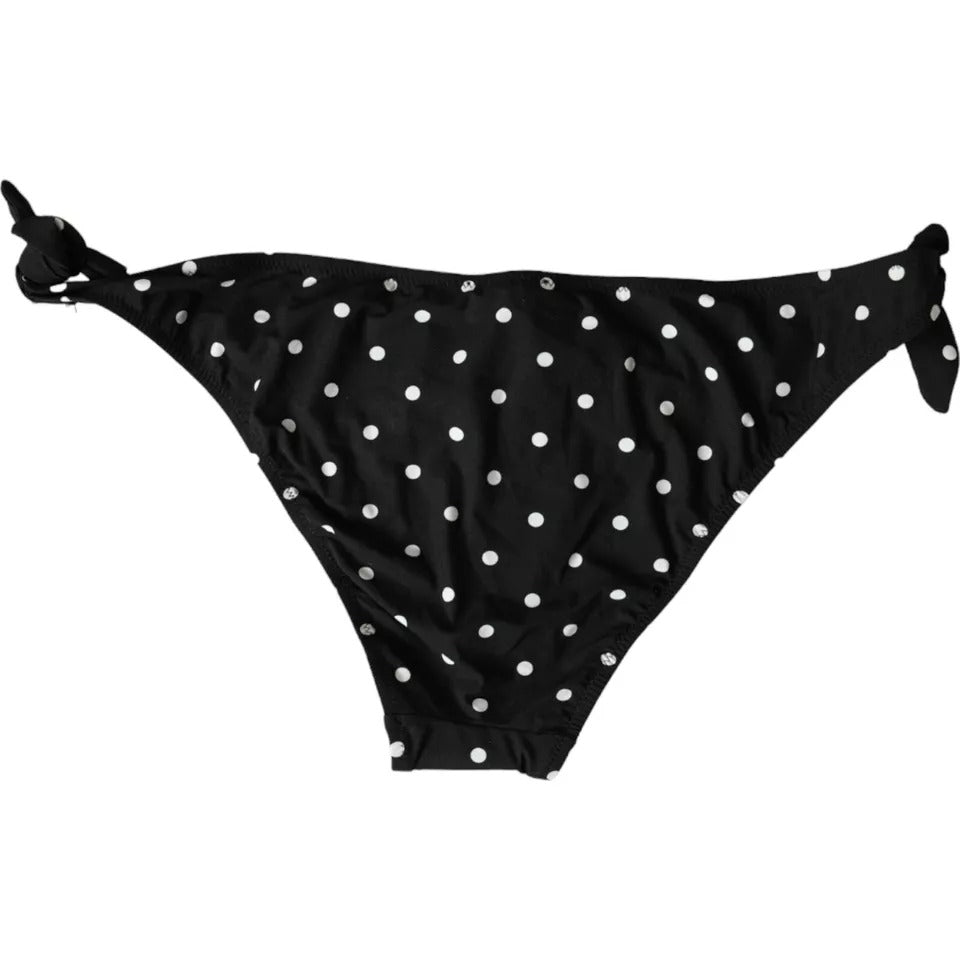 Svart prickig badkläder strandkläder bikini nederdel