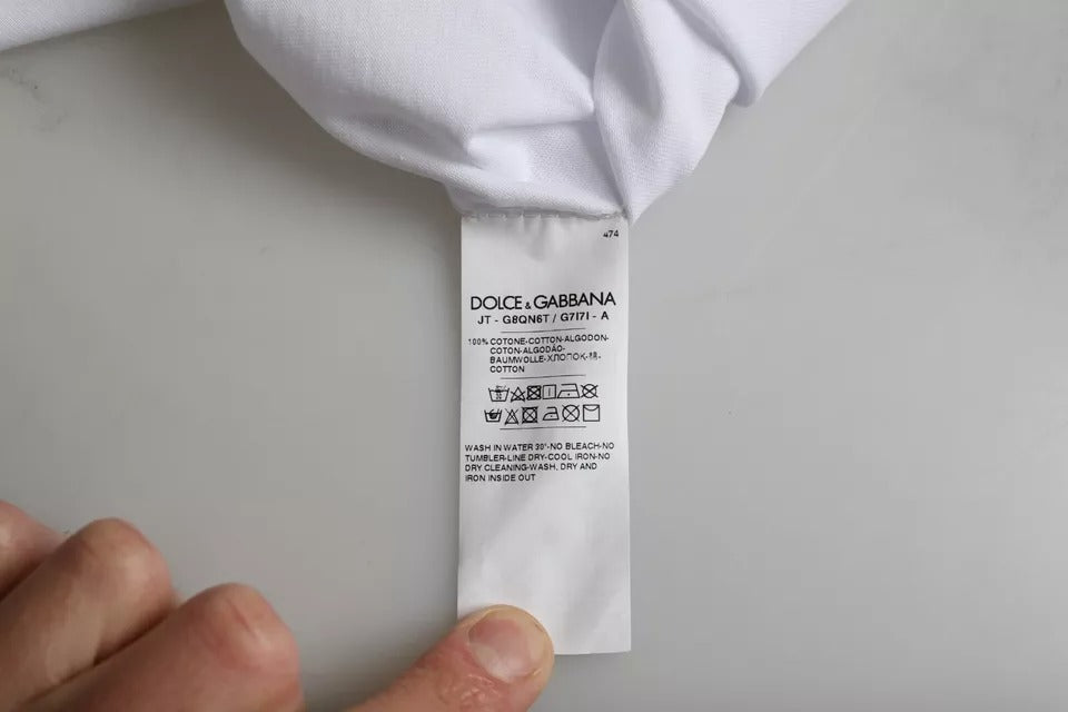 Dolce &amp; Gabbana Vit Kamouflage Stjärnor Rund Neck Herr T-shirt