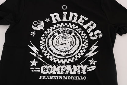 Frankie Morello svart bomull RIDERS rund hals t-shirt