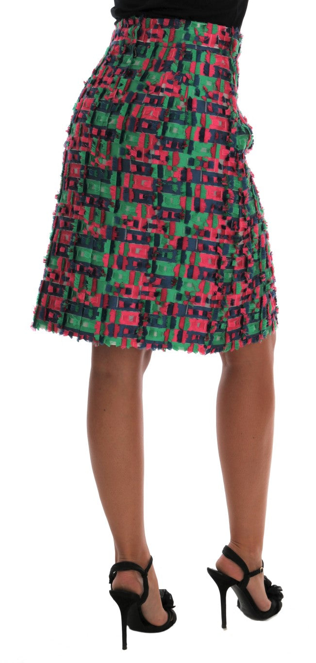 Rosa Grön Jacquard Pennkjol