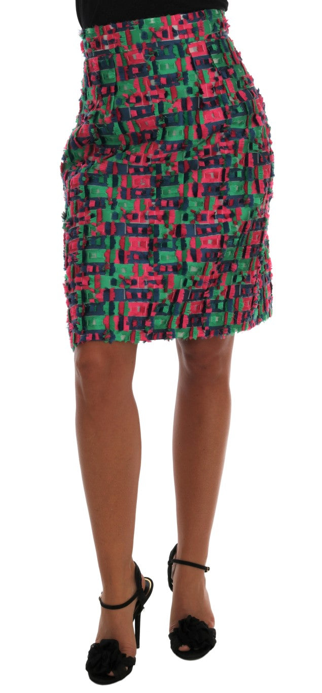 Rosa Grön Jacquard Pennkjol