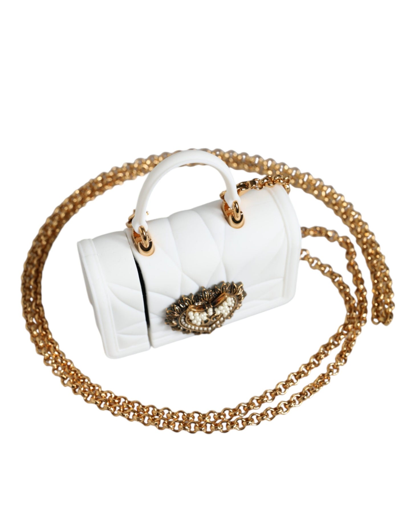 Dolce &amp; Gabbana hvitt silikon Devotion Heart-deksel til håndveske med Airpod-deksel