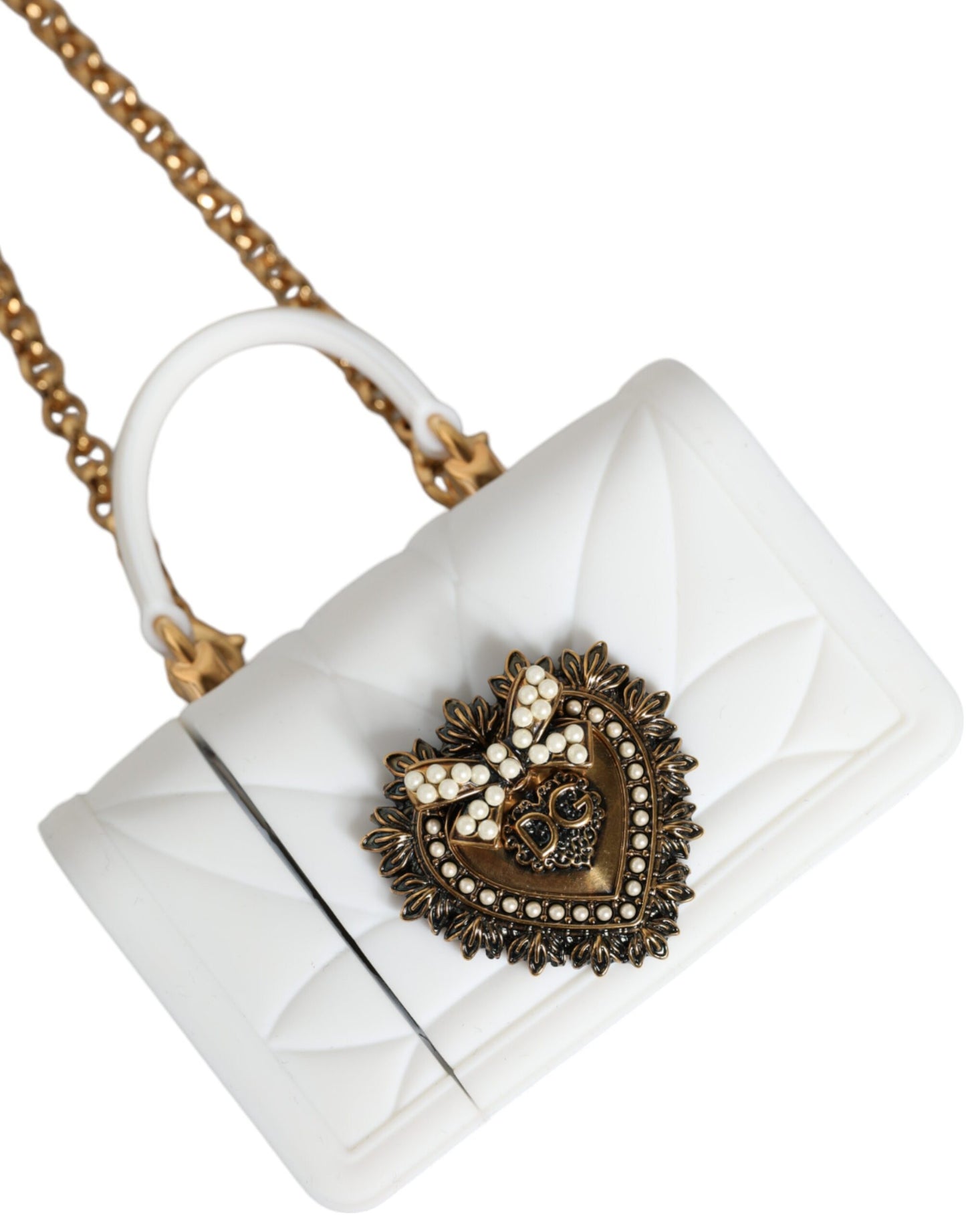 Dolce &amp; Gabbana hvitt silikon Devotion Heart-deksel til håndveske med Airpod-deksel