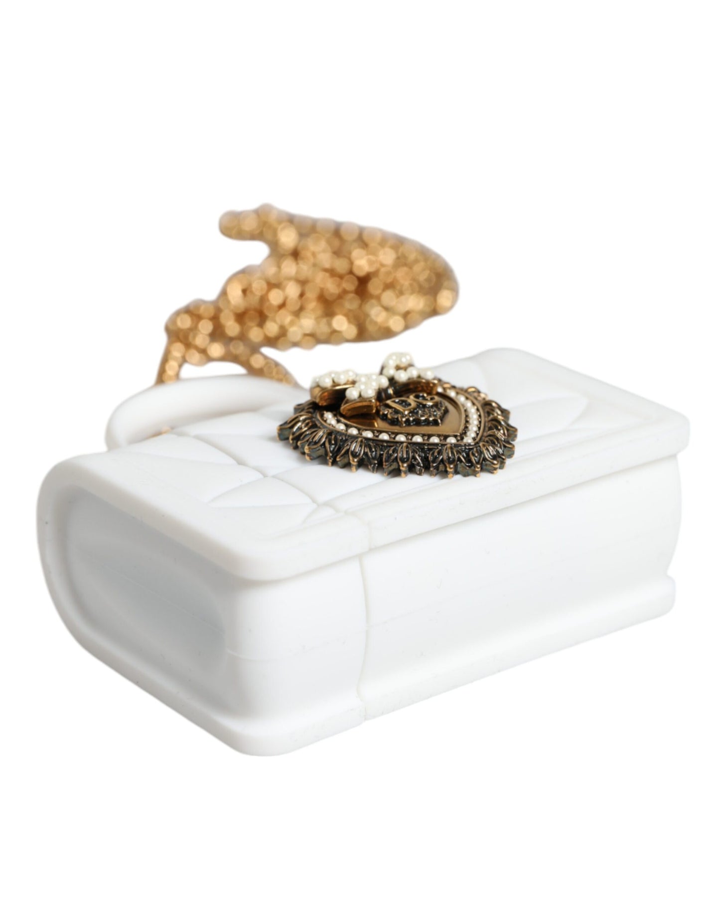 Dolce &amp; Gabbana hvitt silikon Devotion Heart-deksel til håndveske med Airpod-deksel