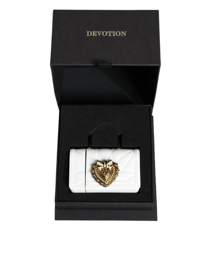 Dolce &amp; Gabbana hvitt silikon Devotion Heart-deksel til håndveske med Airpod-deksel