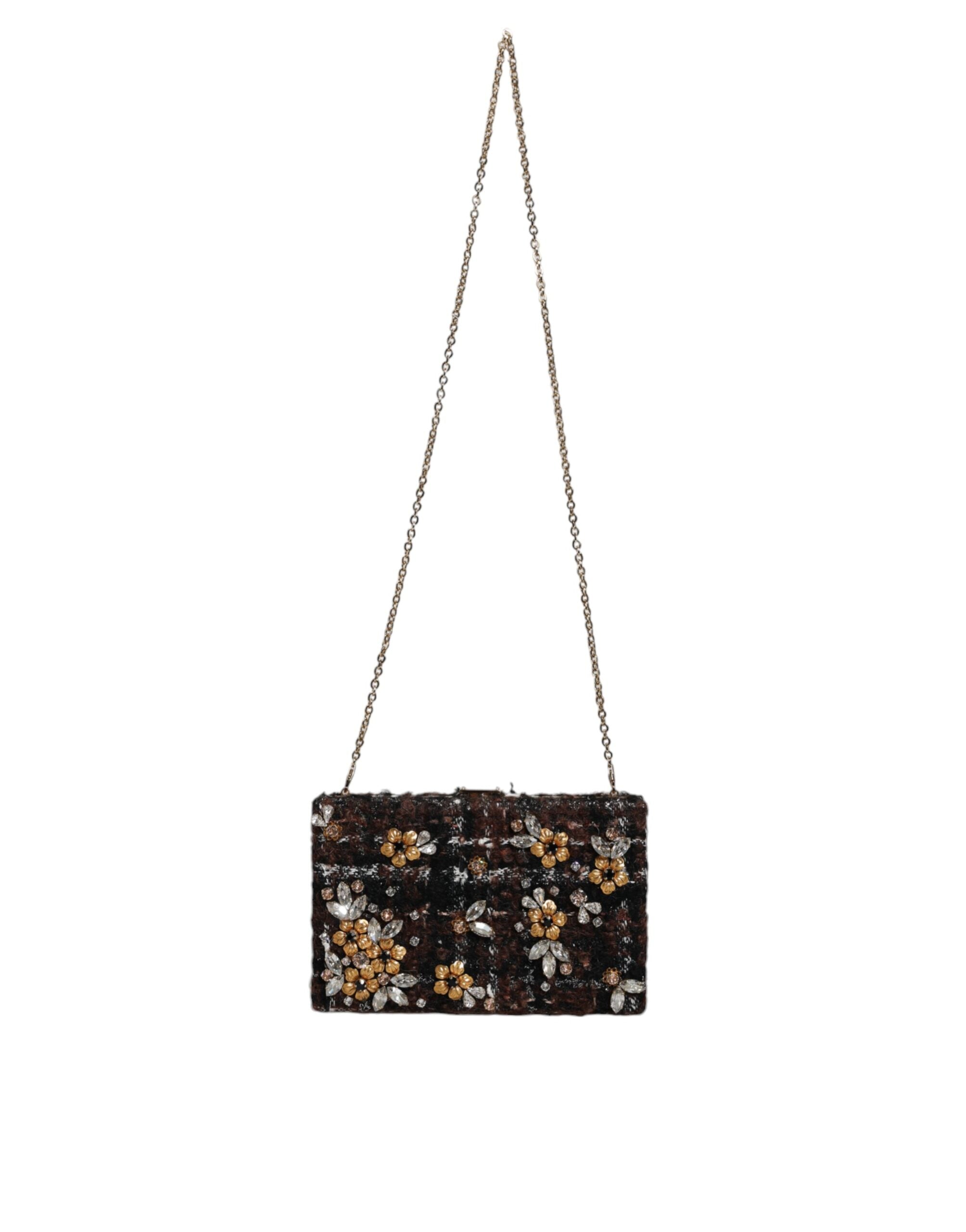 Flerfarget tweed blomster clutch kveldsfest veske crossbody-veske