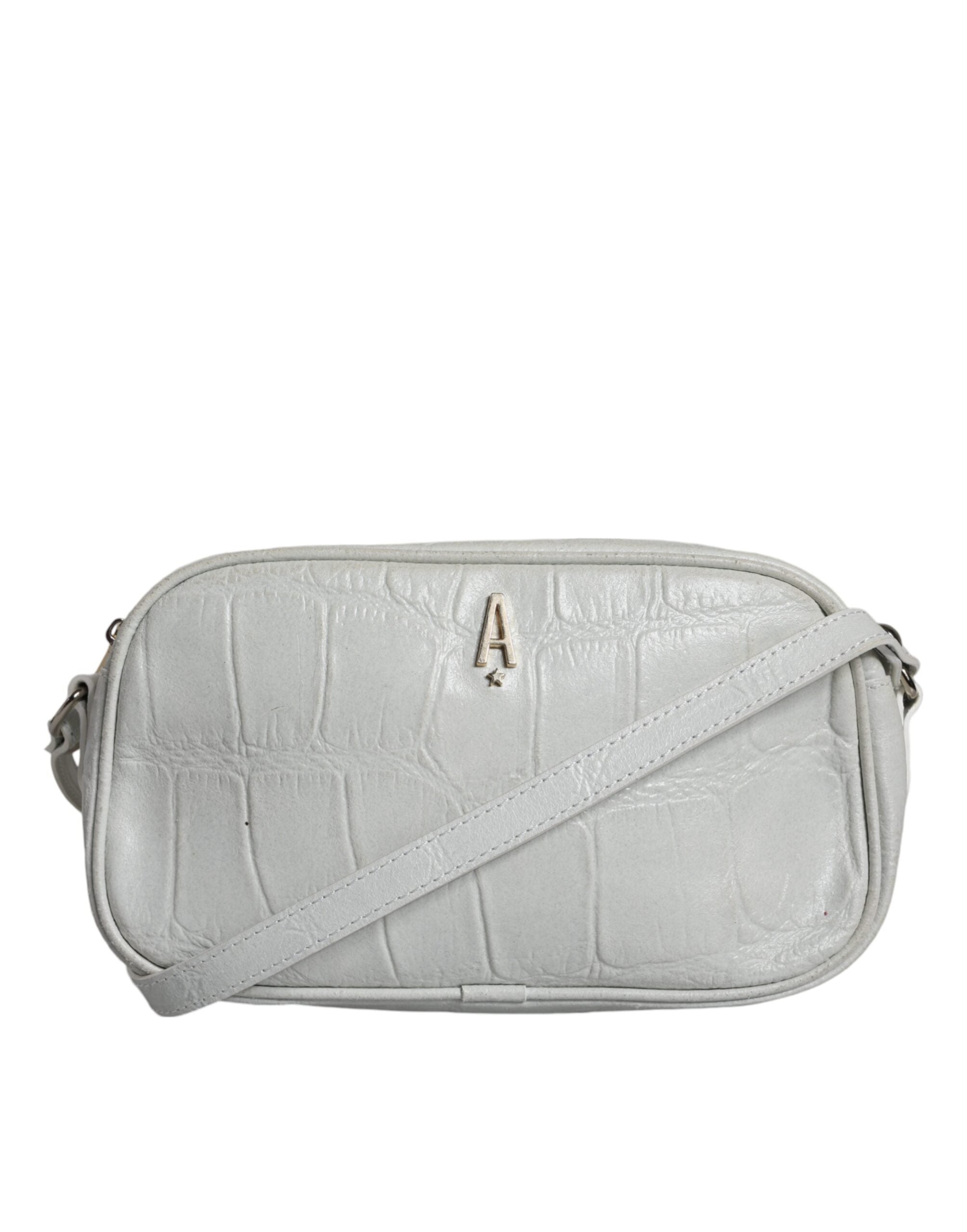 Hvit krokodillemønster skinn crossbody-veske