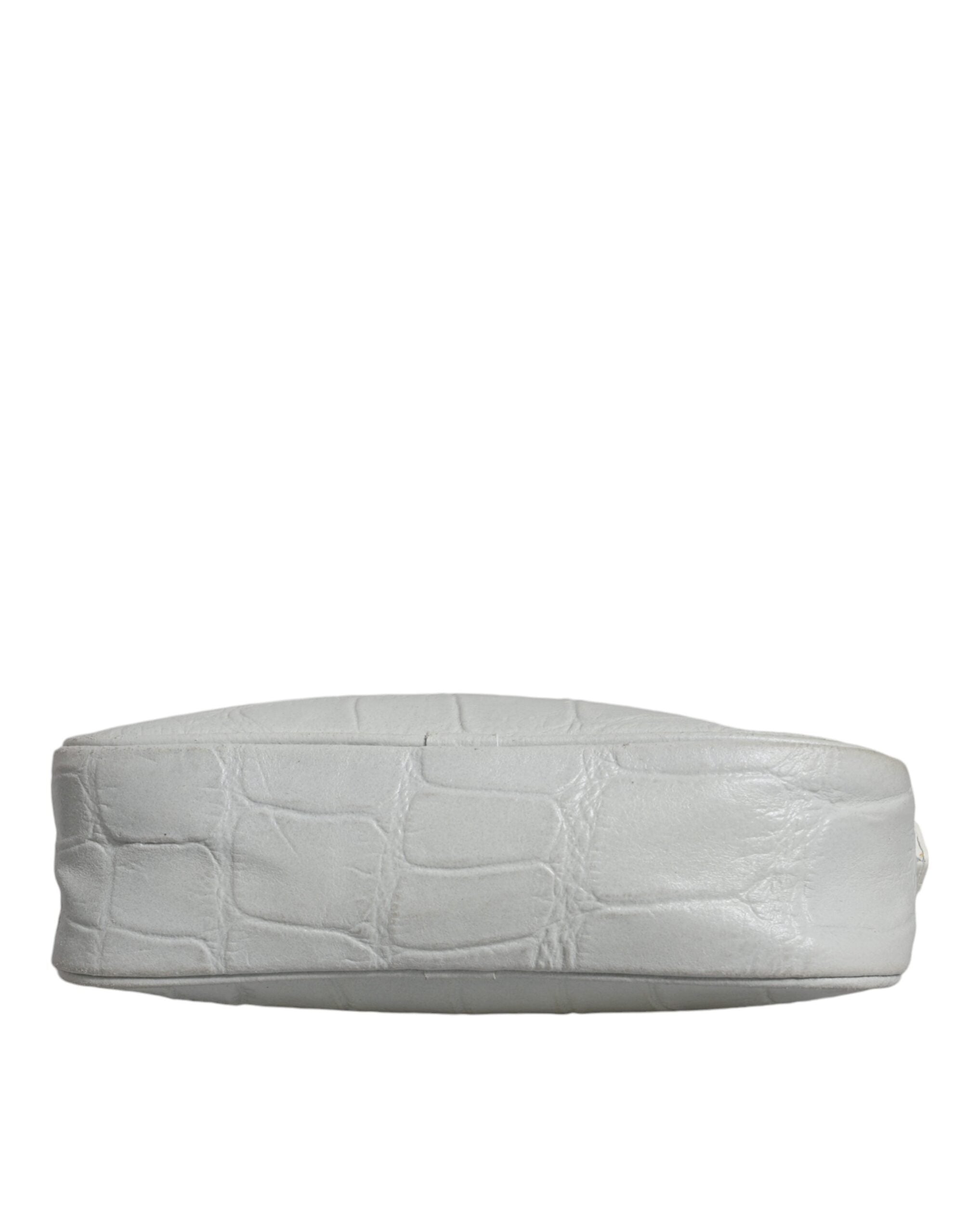 Hvit krokodillemønster skinn crossbody-veske