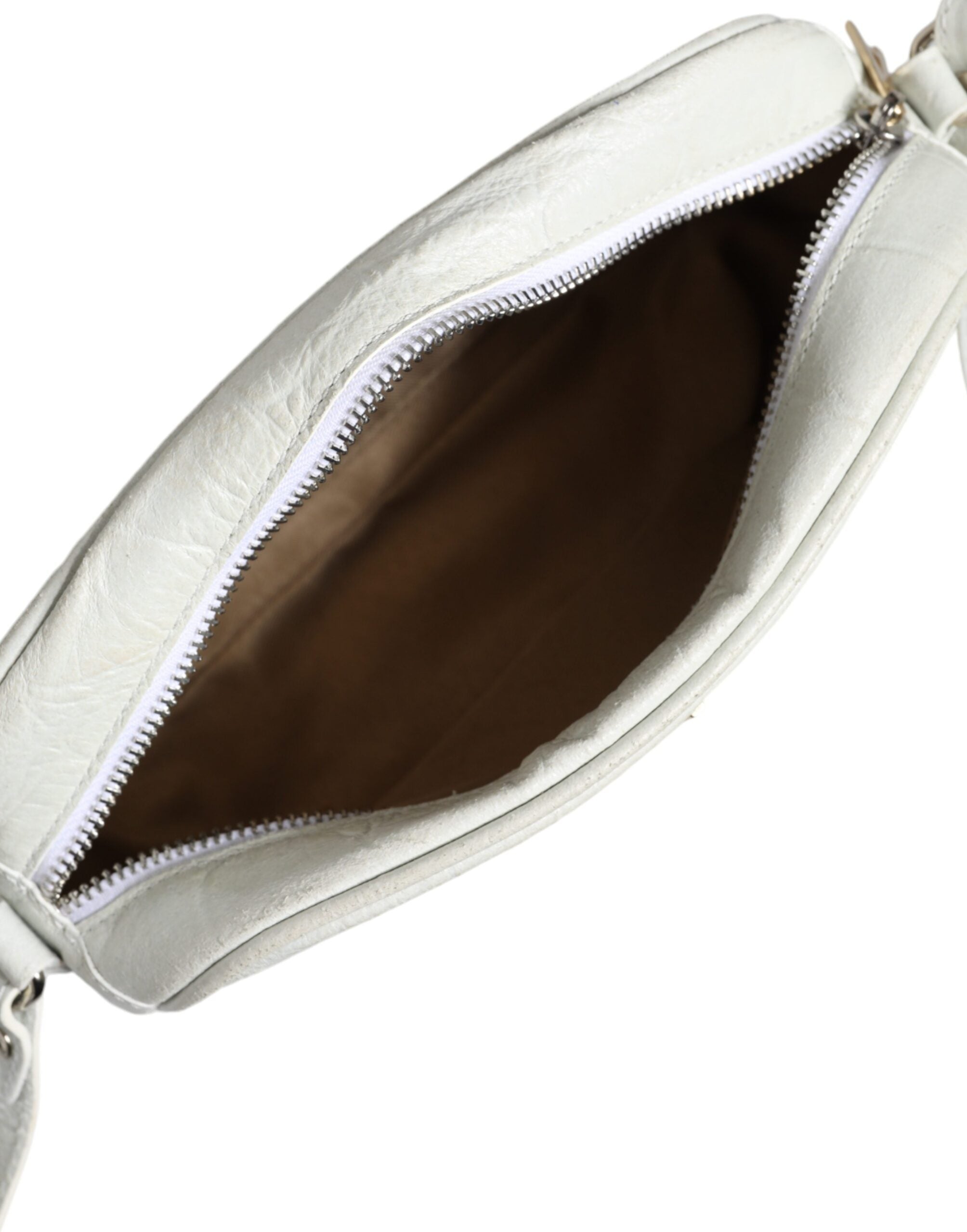 Hvit krokodillemønster skinn crossbody-veske