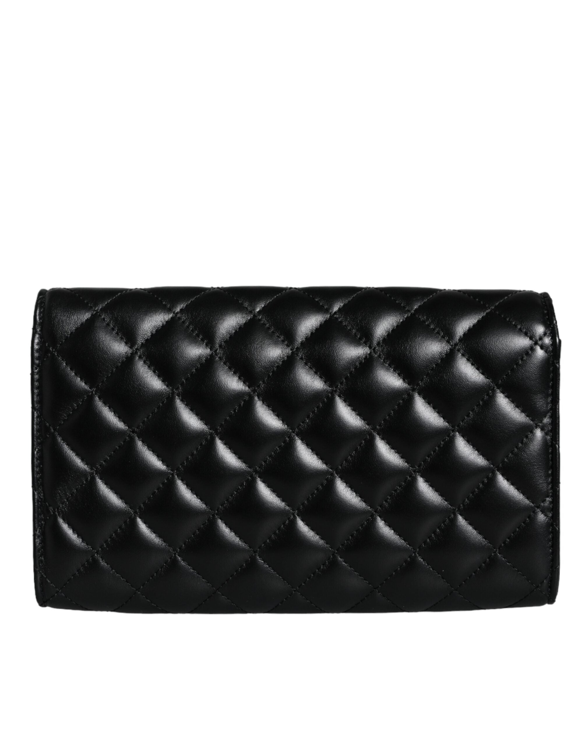 Svart quiltet nappaskinn crossbody-skulderveske