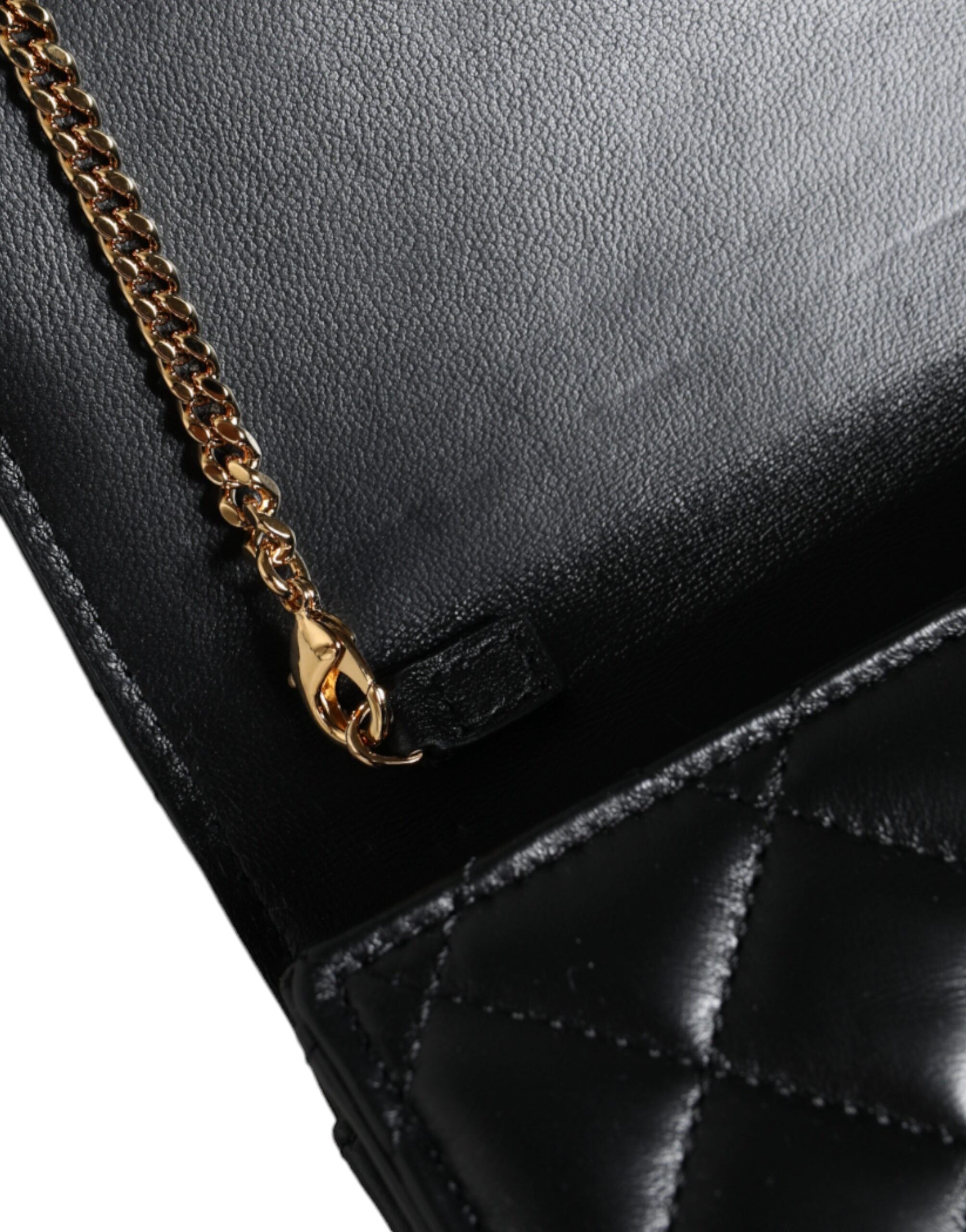 Svart quiltet nappaskinn crossbody-skulderveske