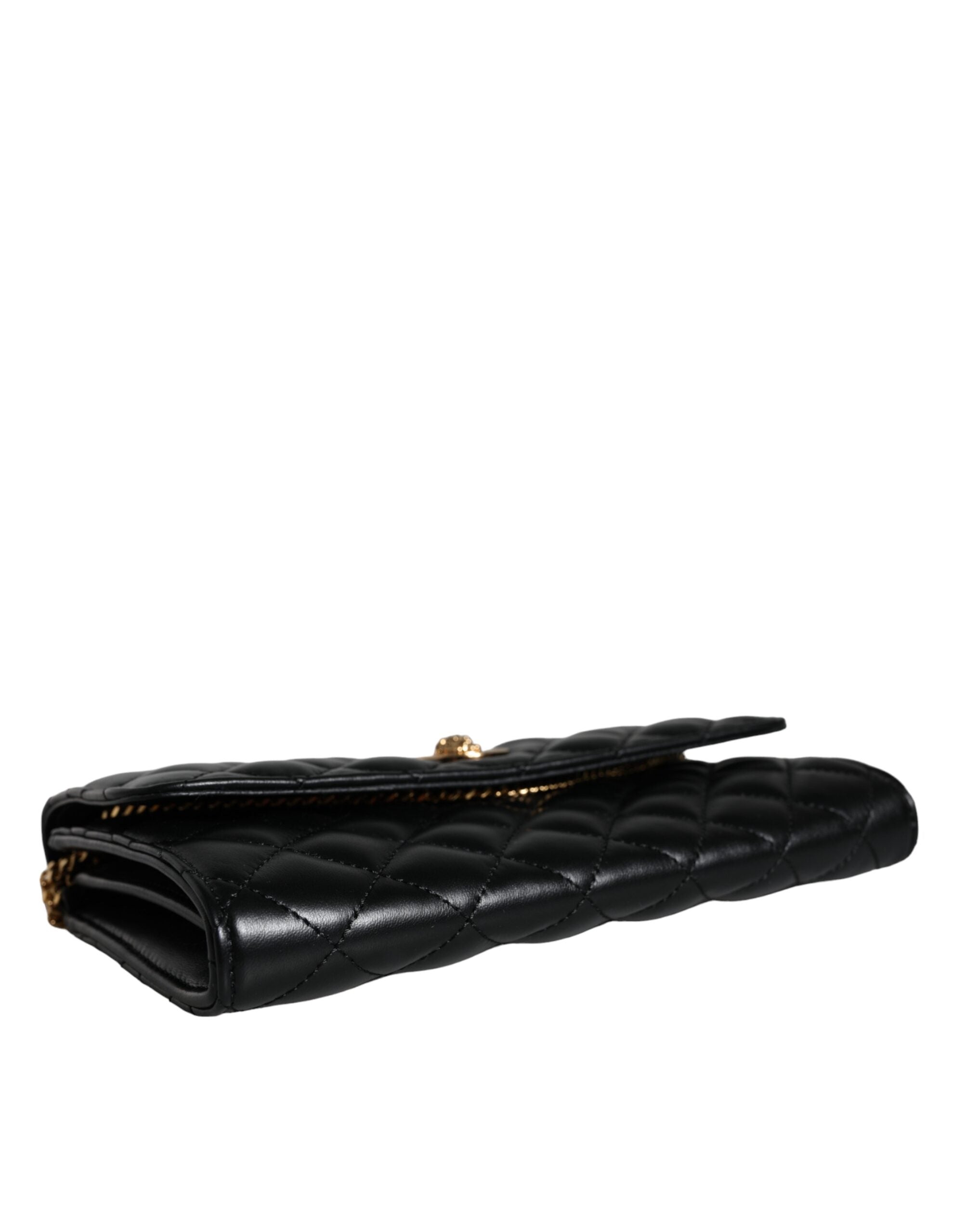 Svart quiltet nappaskinn crossbody-skulderveske