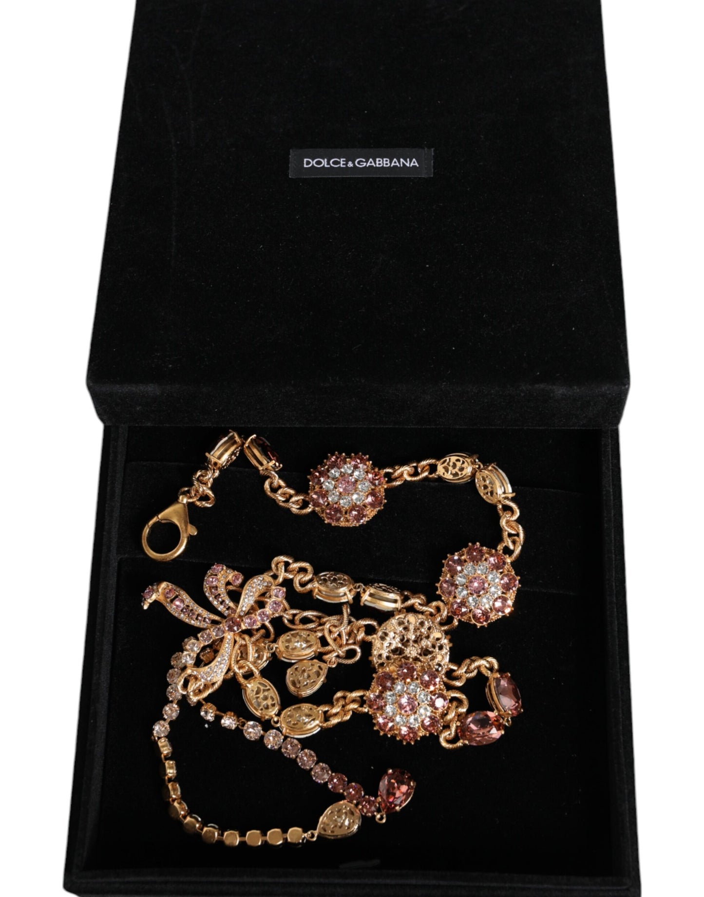 Dolce &amp; Gabbana gullfarget messingkrystallpyntet midjekjedebelte