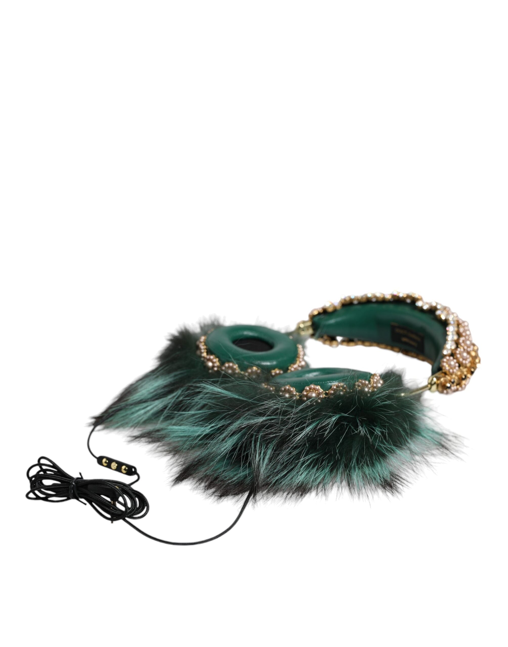 Grönt guld kristallpäls headset ljud AUX hörlurar