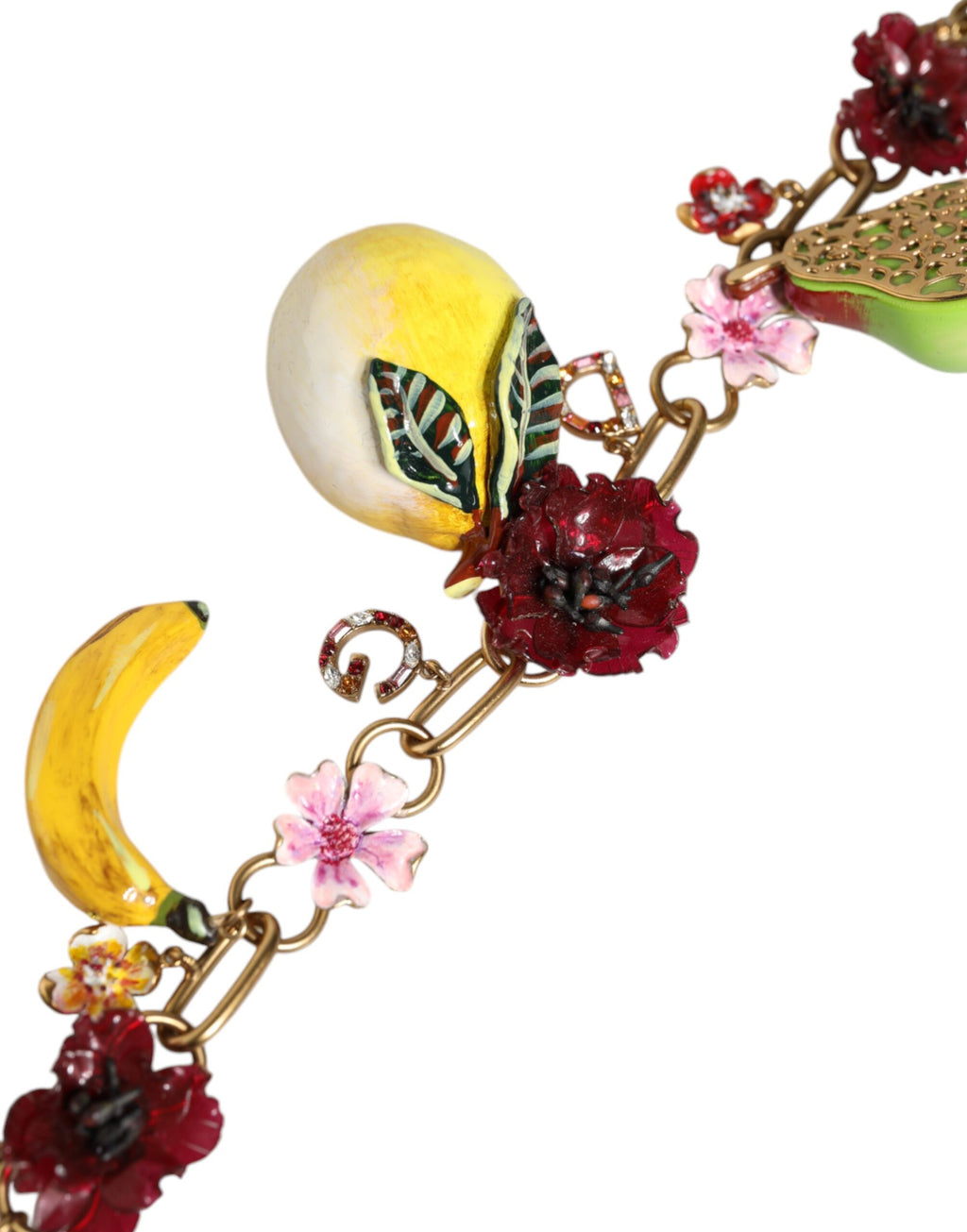 Gullmessing FRUKT-anheng Blomster Krystall Logo Halskjede