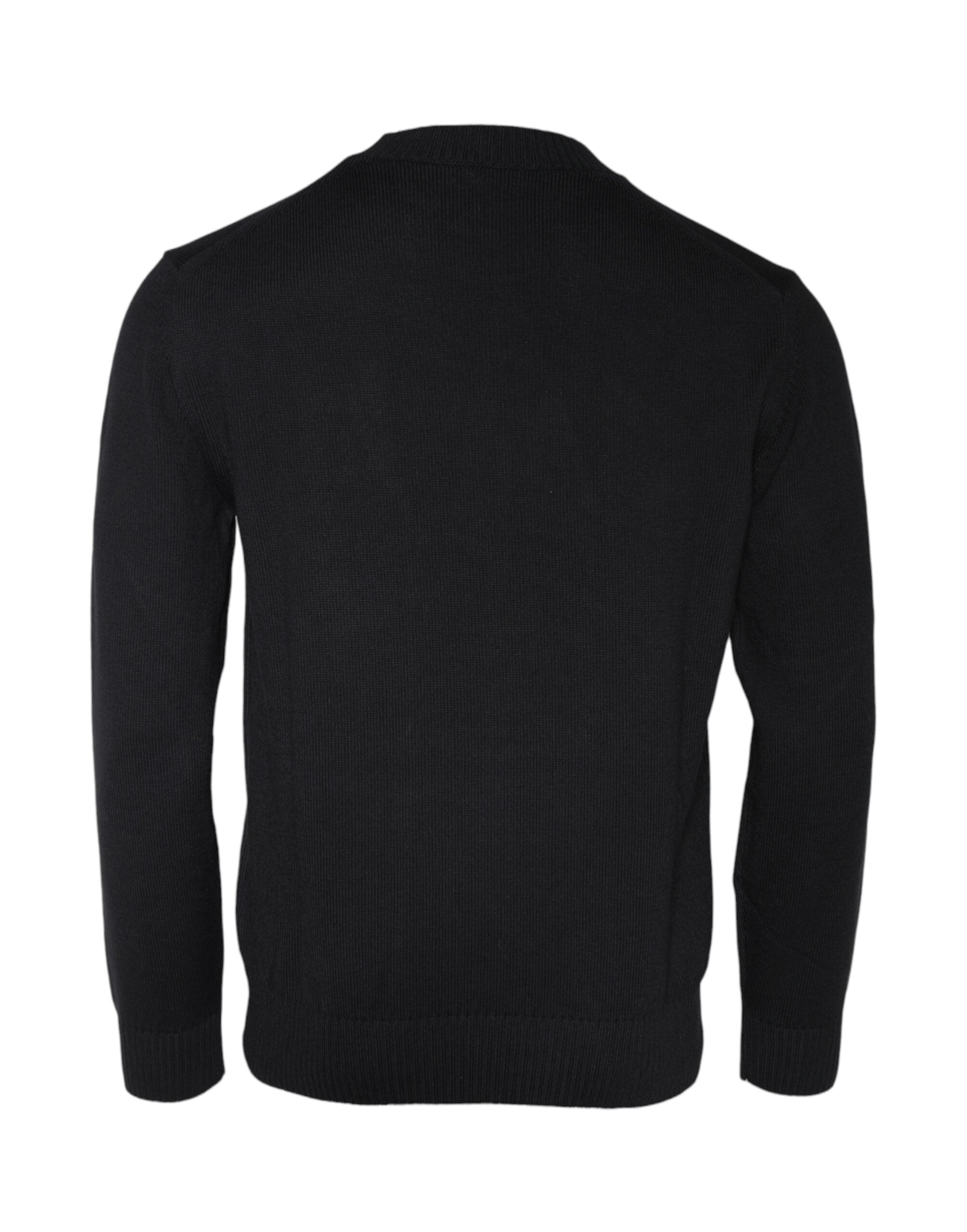 Svart Medusa-broderi genser med rund hals