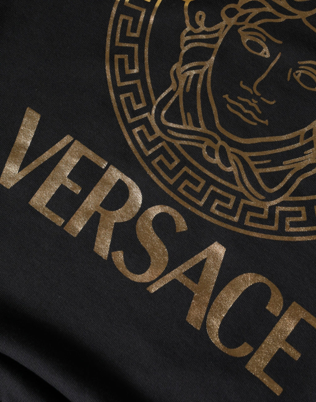 Svart Medusa fleece bomullsgenser med rund hals