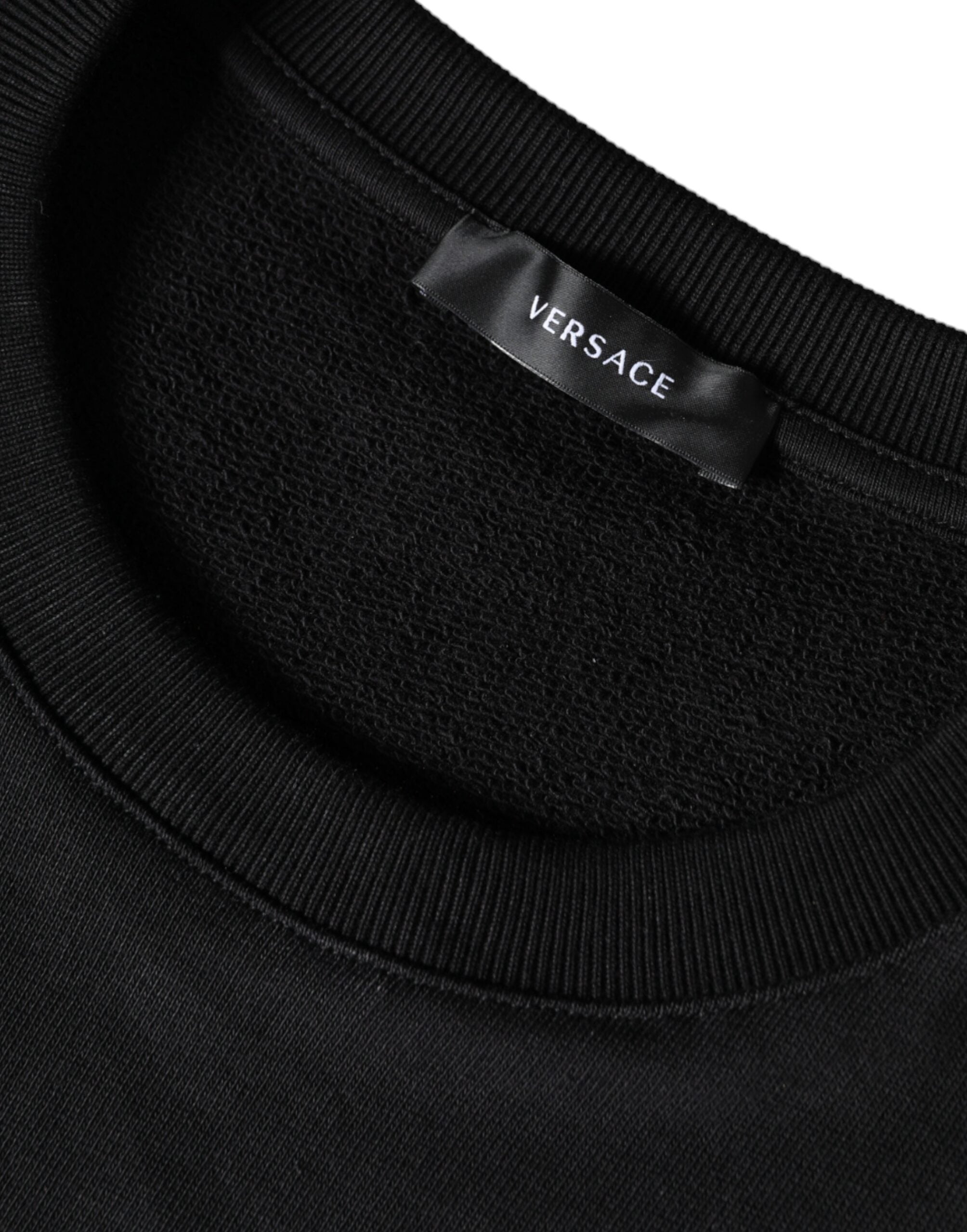 Svart Medusa fleece bomullsgenser med rund hals