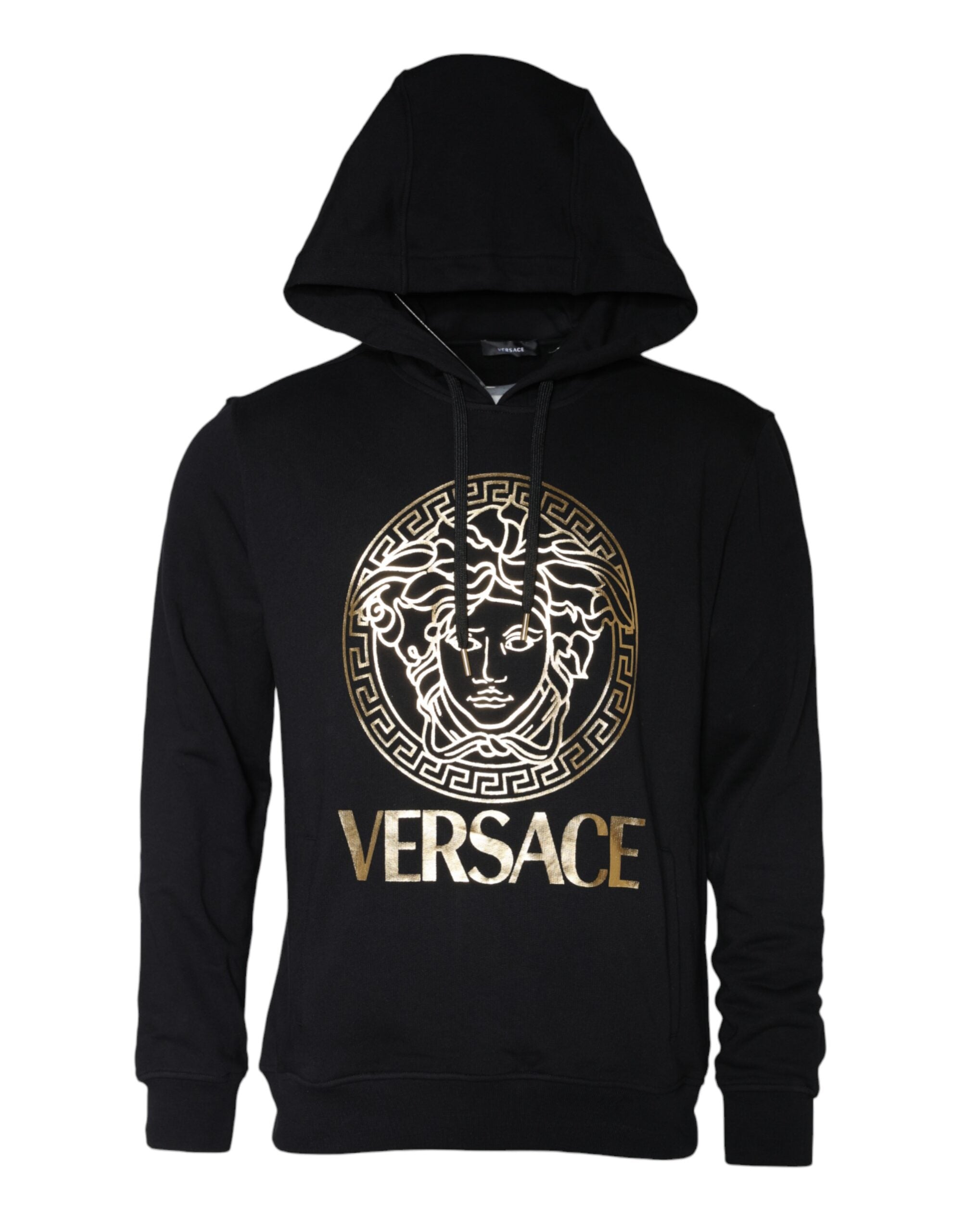 Svart Medusa-trykk bomullshettegenserPullover-genser