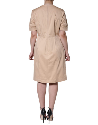 Moschino Beige Bomull Kortärmad Knälång Klänning