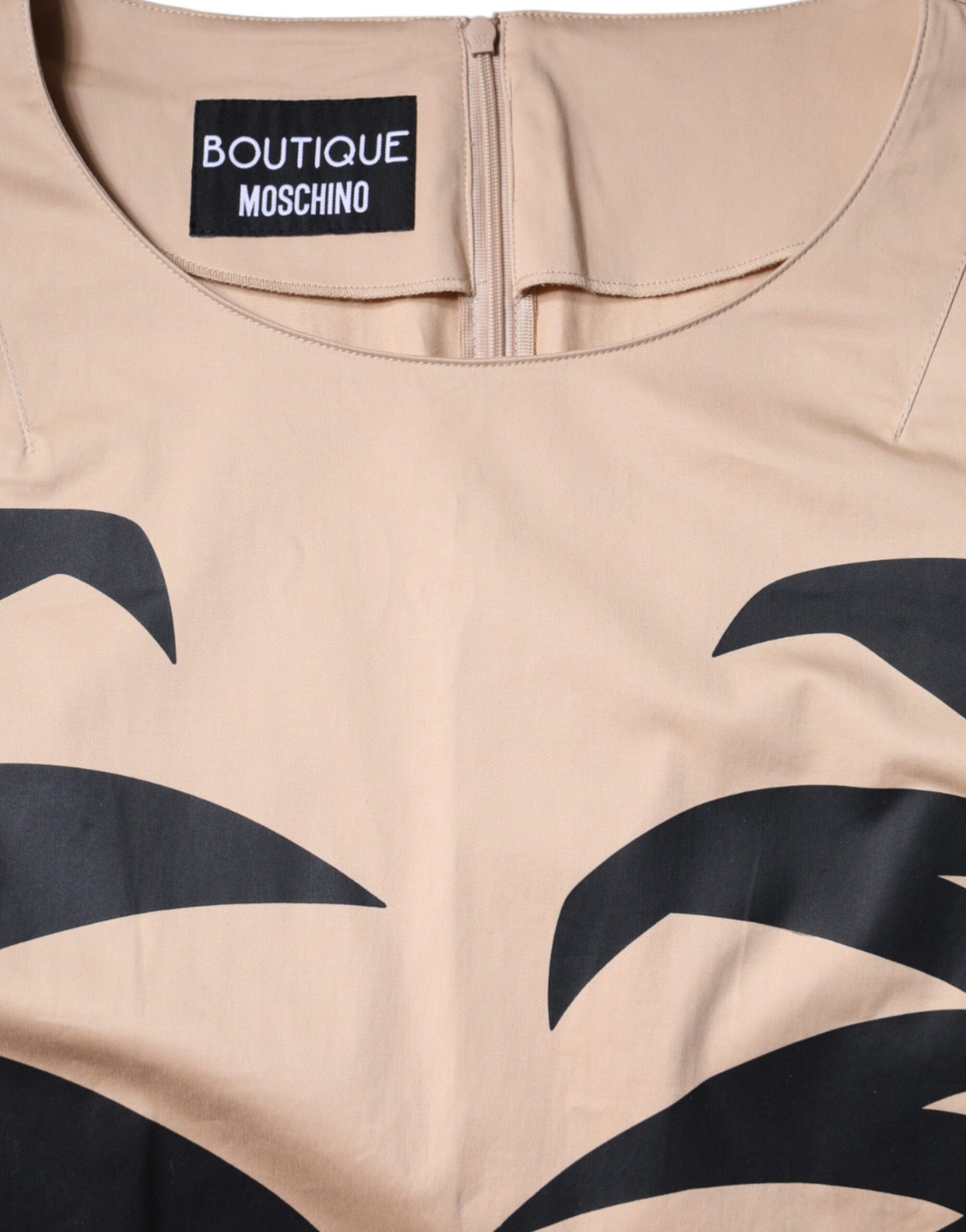 Moschino Beige Bomull Kortärmad Knälång Klänning