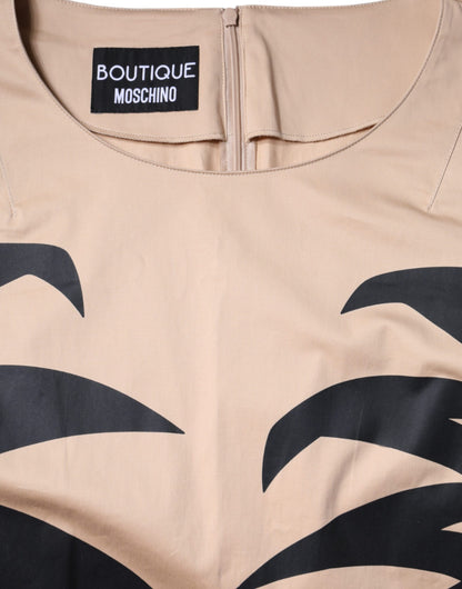 Moschino Beige Bomull Kortärmad Knälång Klänning