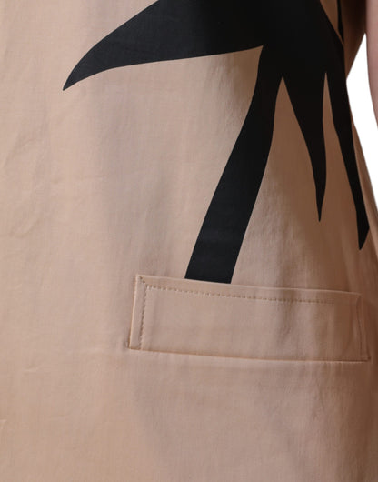 Moschino Beige Bomull Kortärmad Knälång Klänning