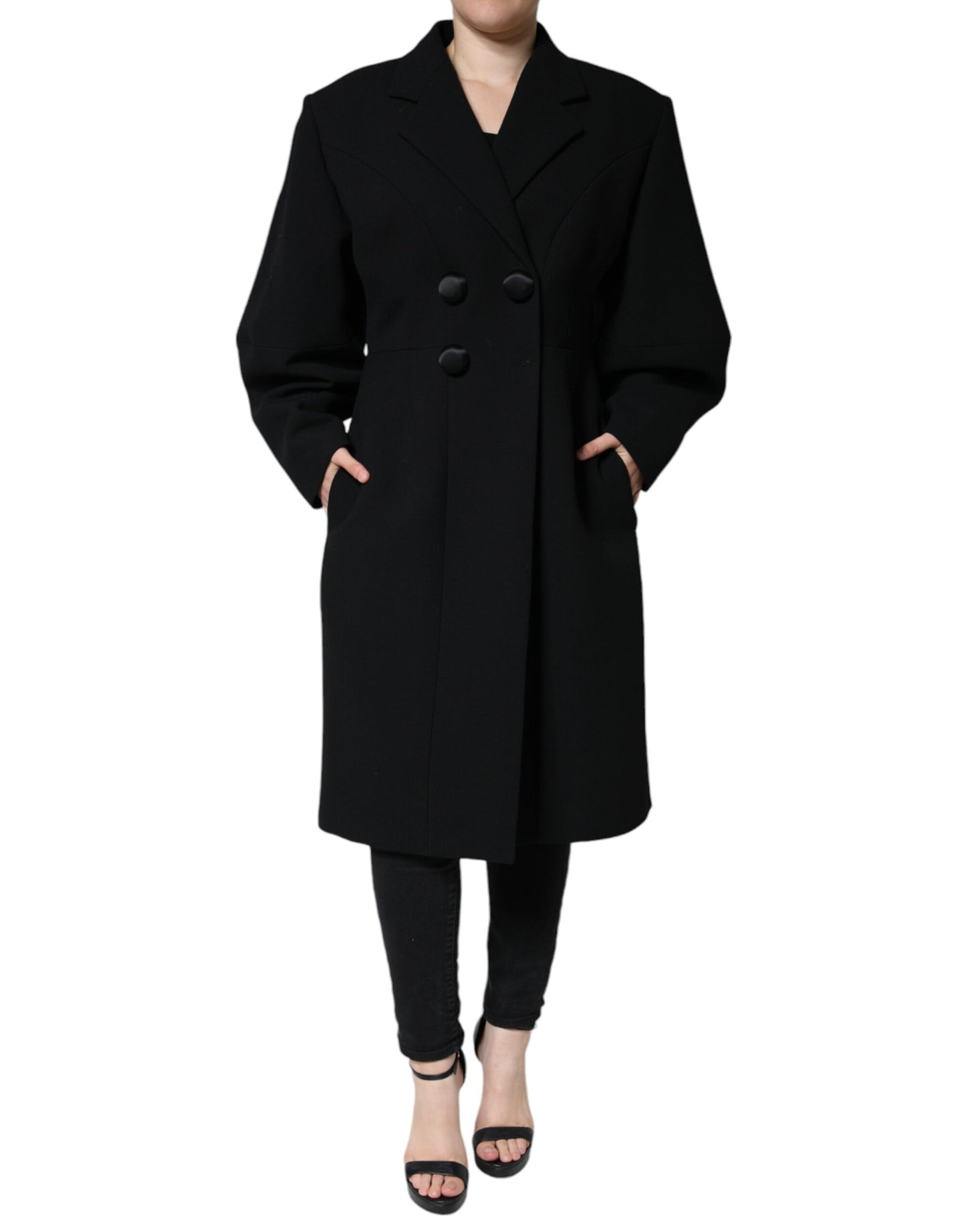 Dolce &amp; Gabbana svart dubbelknäppt trenchcoatjacka