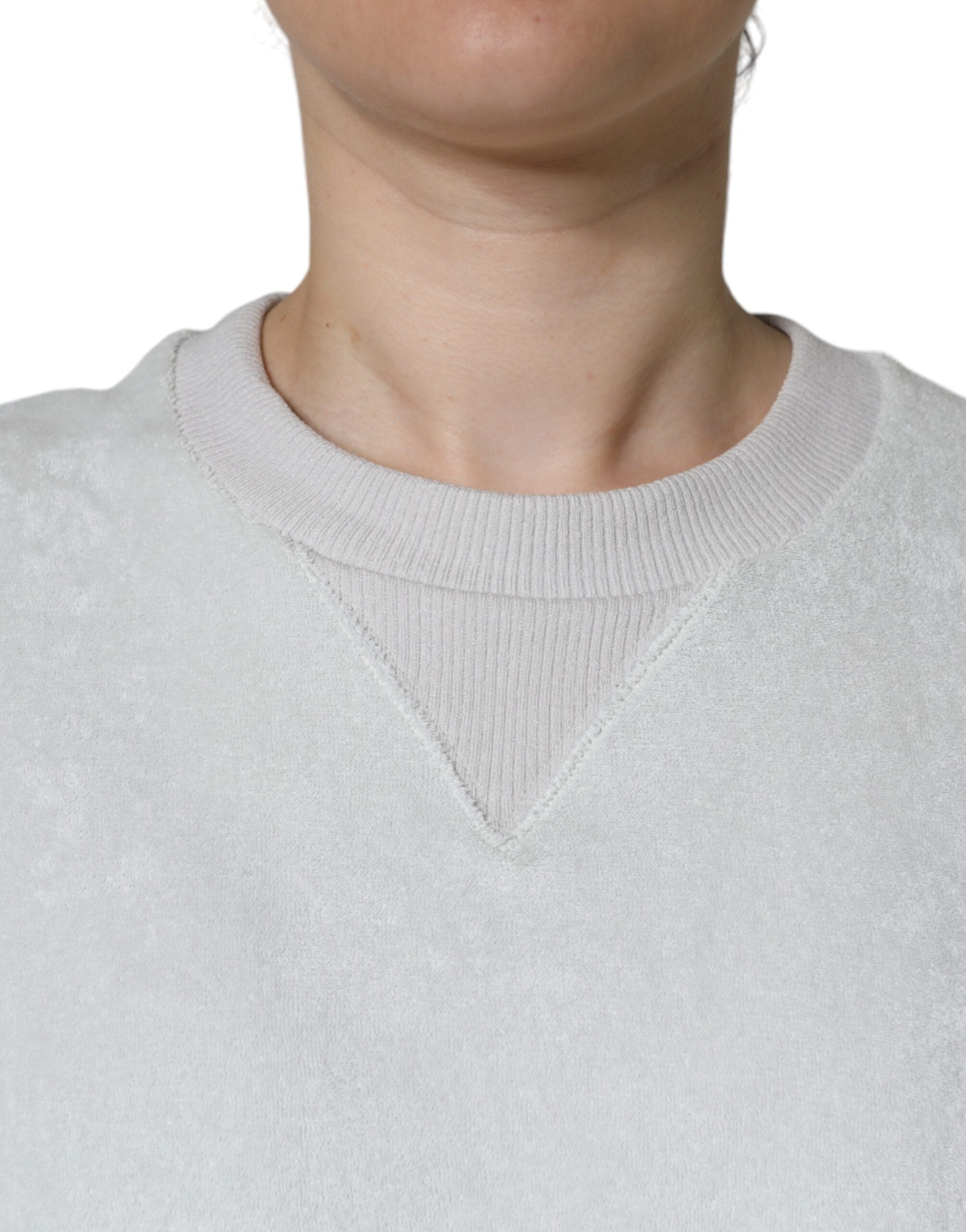 Vit nylon stretchig rund halsringad tröja