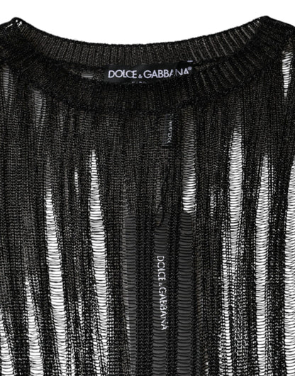 Dolce &amp; Gabbana Svart Stripete Gjennomsiktig Langermet Topp