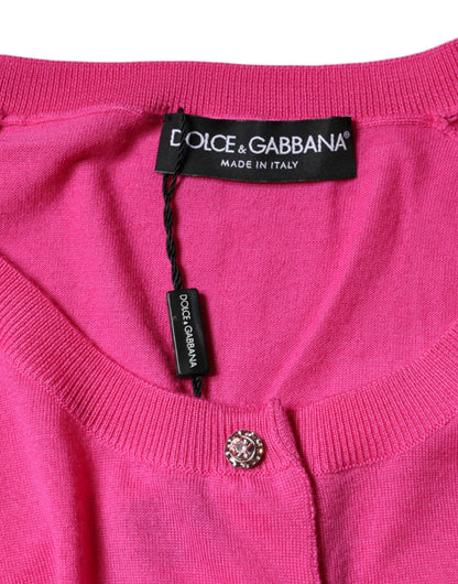 Dolce &amp; Gabbana Rosa Ullblus med Korta Ärmar och Knappar