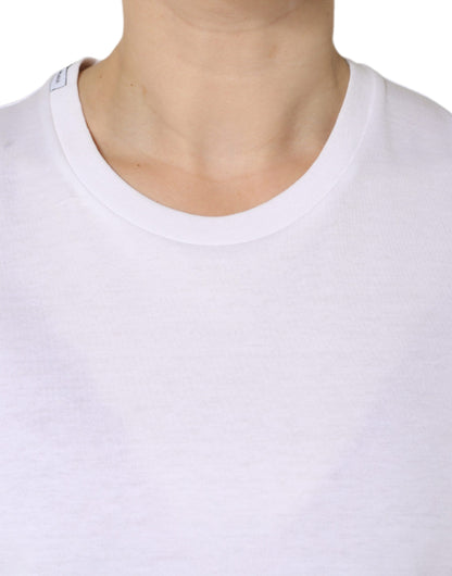 Dolce &amp; Gabbana Vit bomullsärmlös t-shirt med rund halsringning