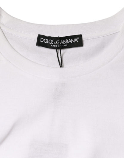 Dolce &amp; Gabbana Vit bomullsärmlös t-shirt med rund halsringning