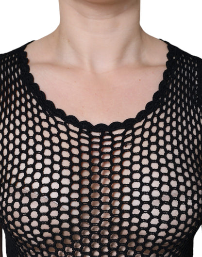 Dolce &amp; Gabbana Svart Mesh Gjennomsiktig Ermeløs Tanktopp