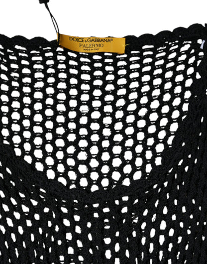 Dolce &amp; Gabbana Svart Mesh Gjennomsiktig Ermeløs Tanktopp
