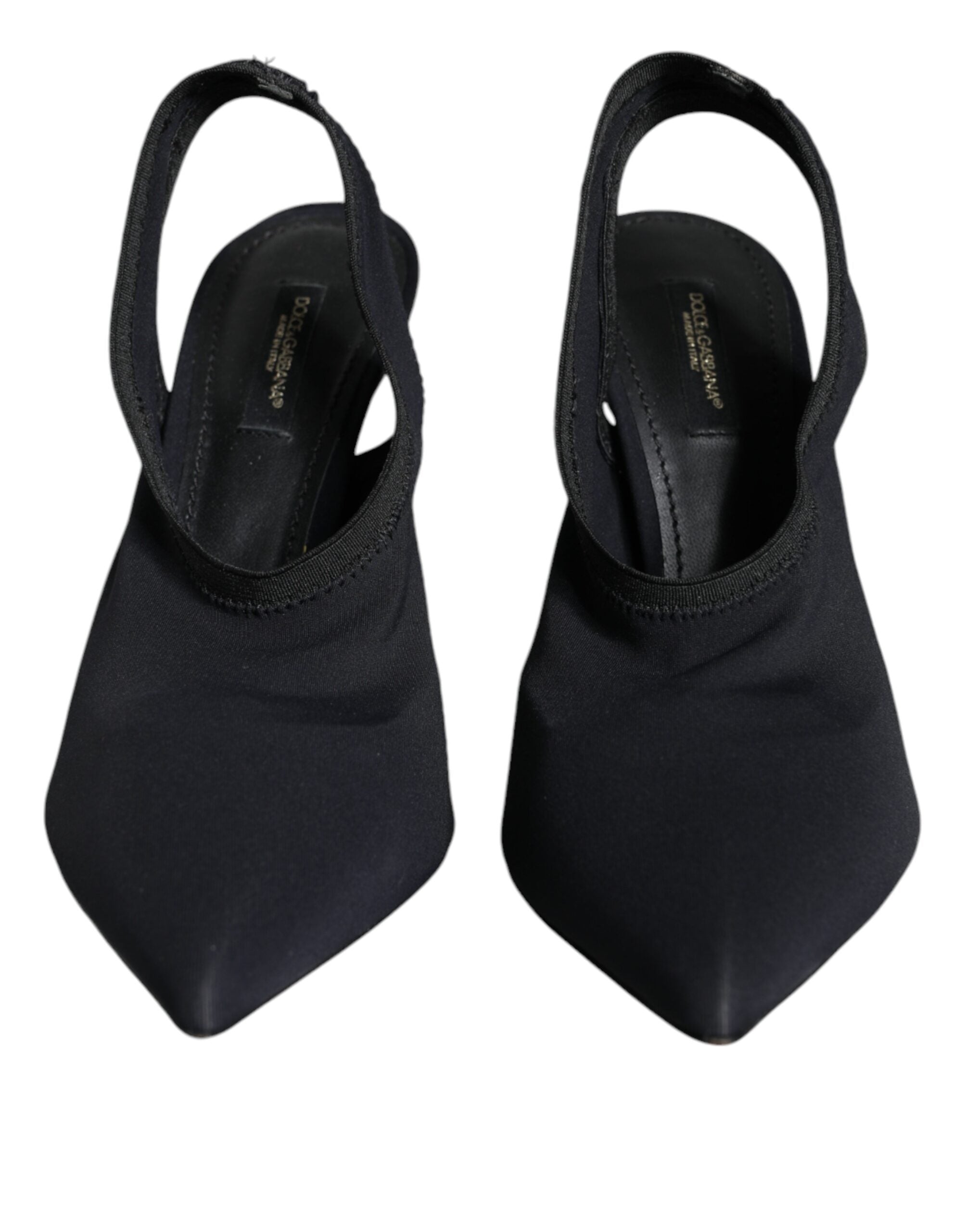 Svarta stretchiga slingbackskor i jersey