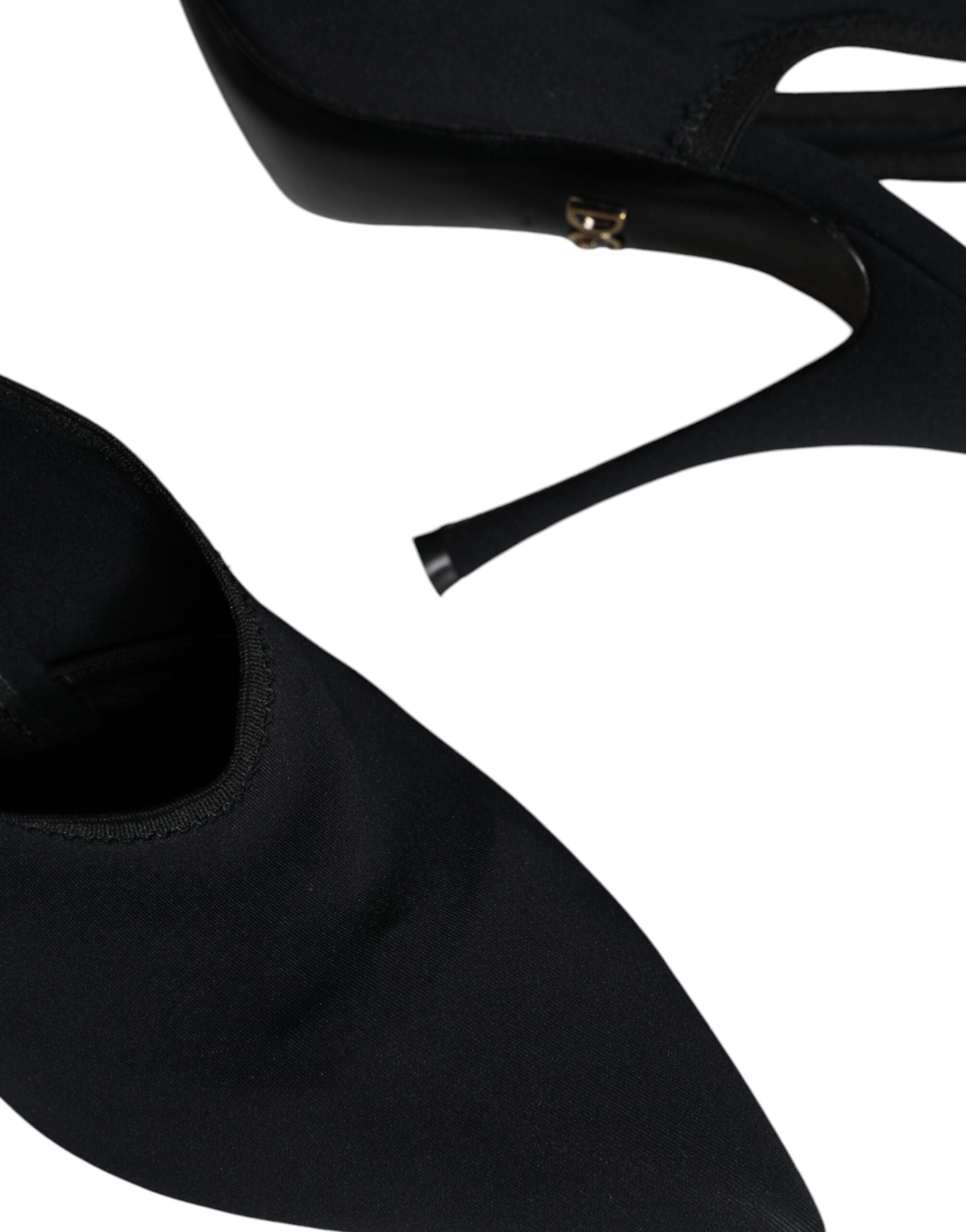 Svarta stretchiga slingbackskor i jersey