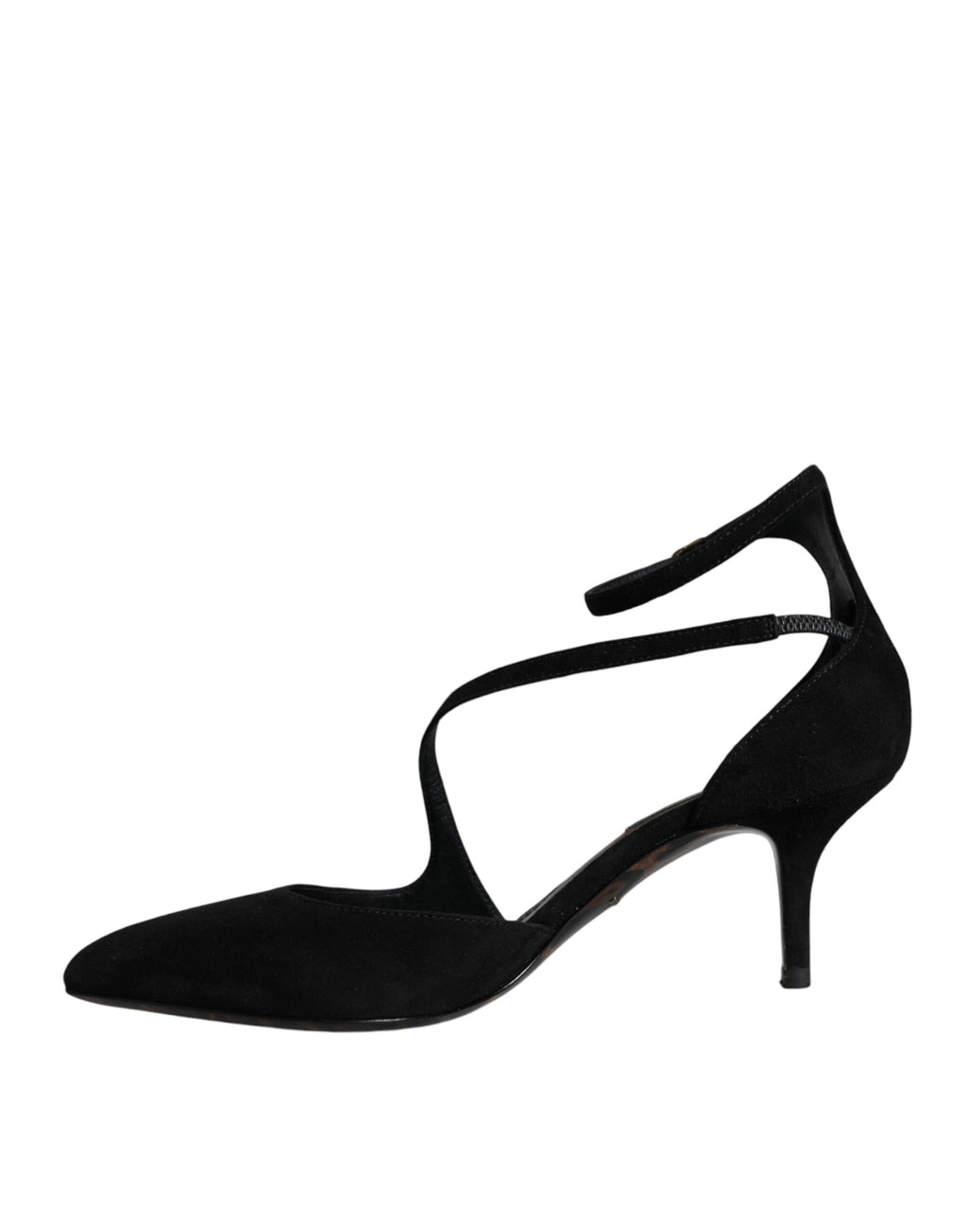 Svarta mocka pumps med klackar och ankelrem