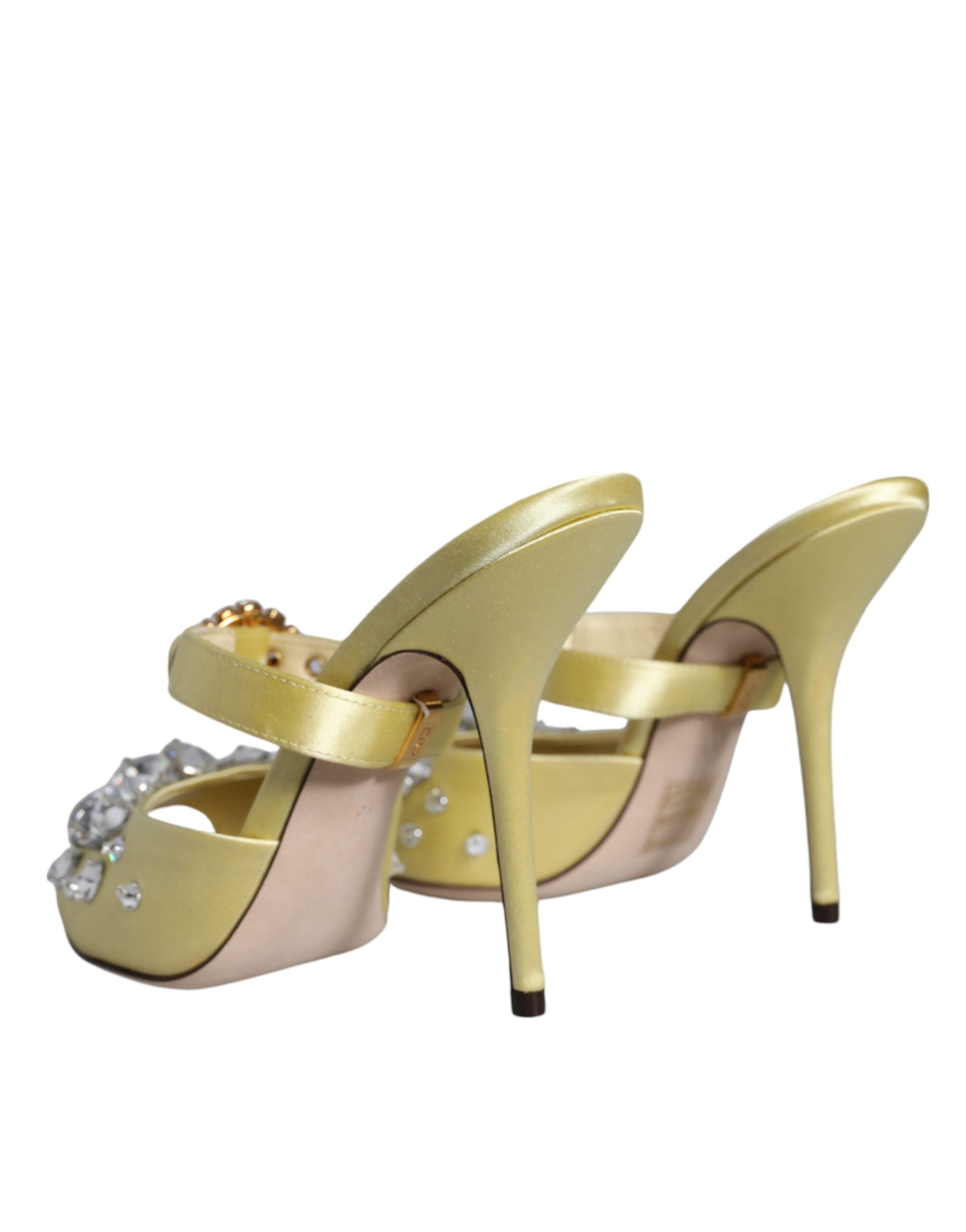 Gule Mary Janes Sateng Krystall Sandaler Sko