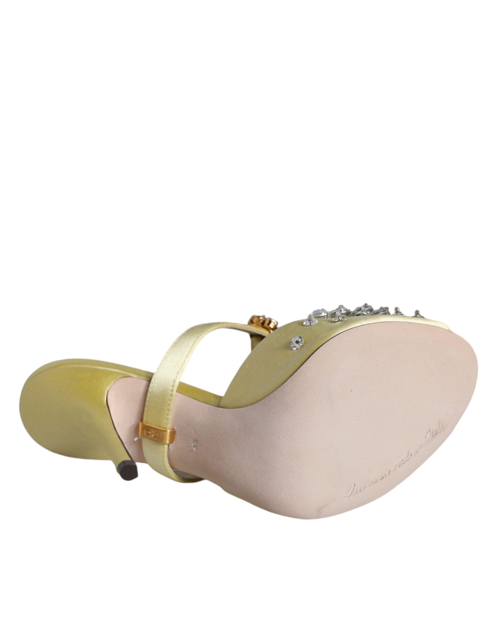 Gule Mary Janes Sateng Krystall Sandaler Sko