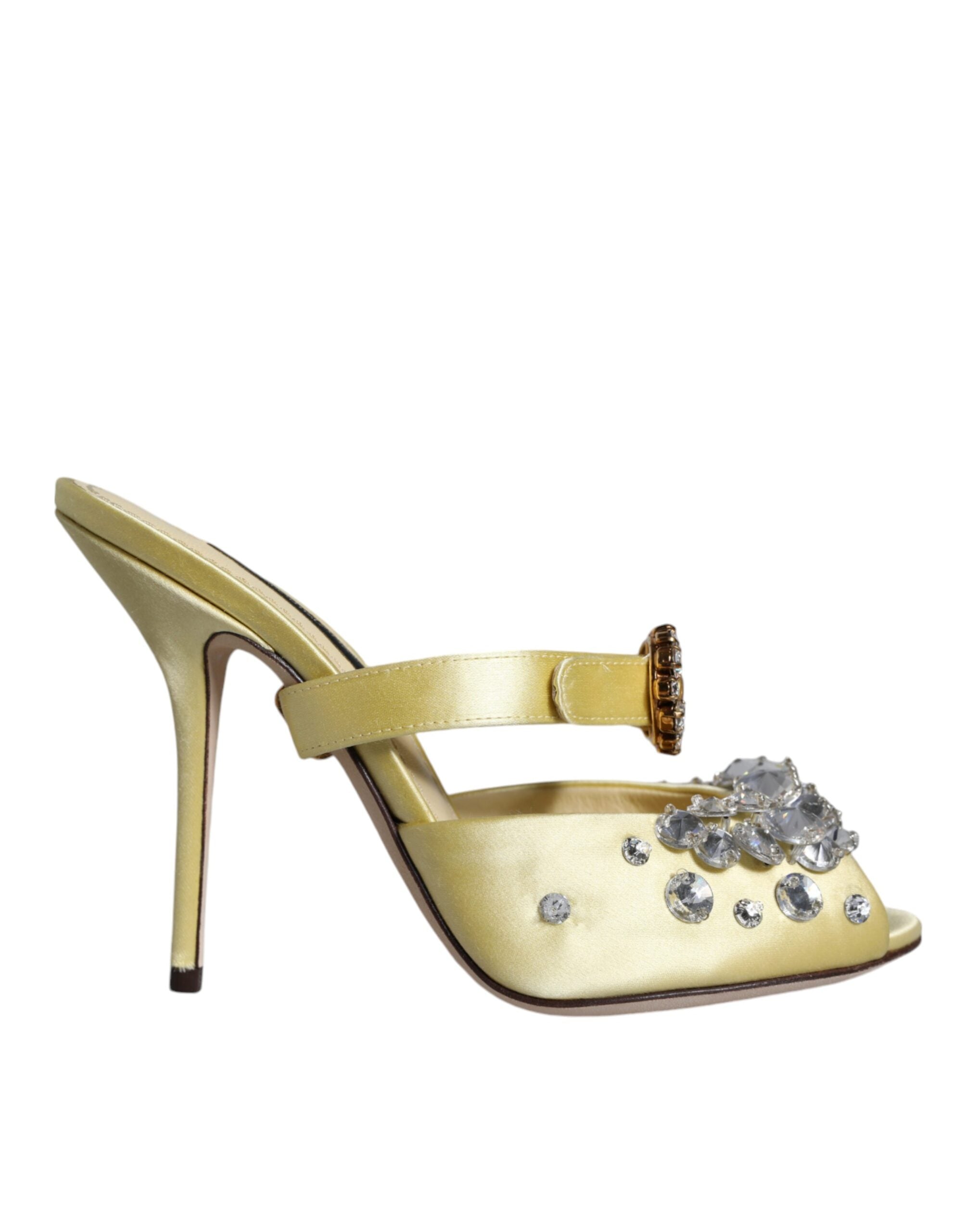 Gule Mary Janes Sateng Krystall Sandaler Sko