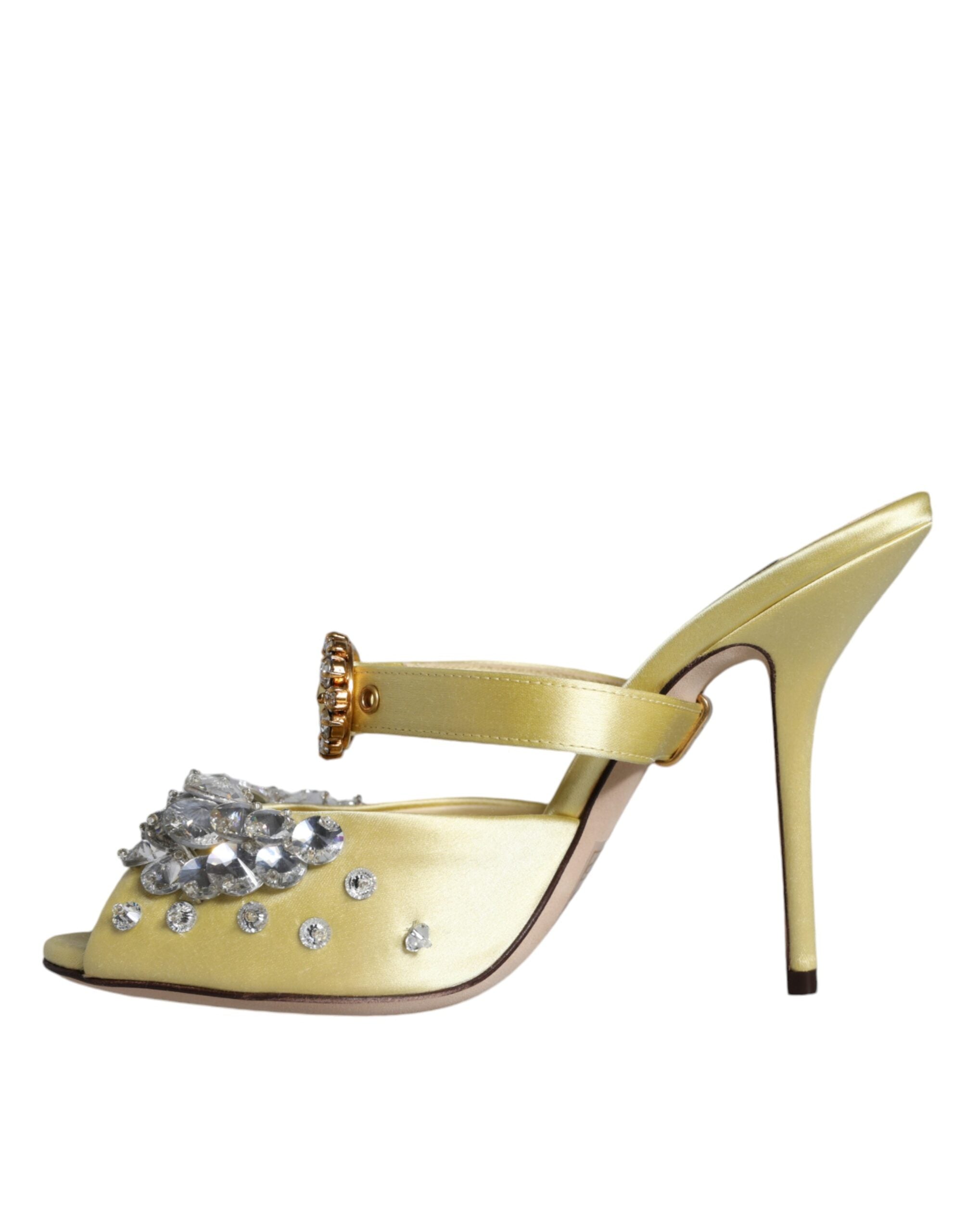 Gule Mary Janes Sateng Krystall Sandaler Sko
