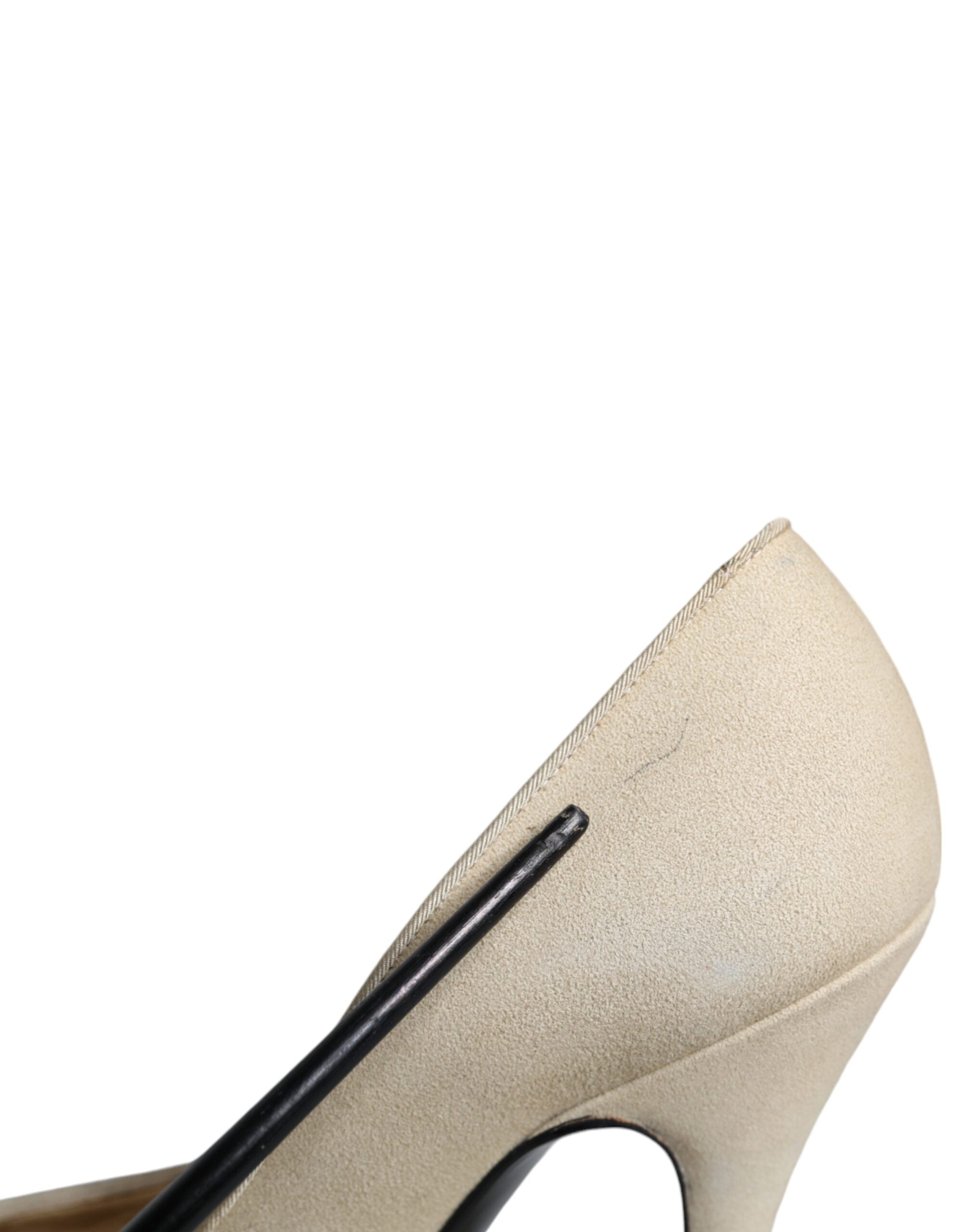 Beige mocka läder högklackade pumps skor