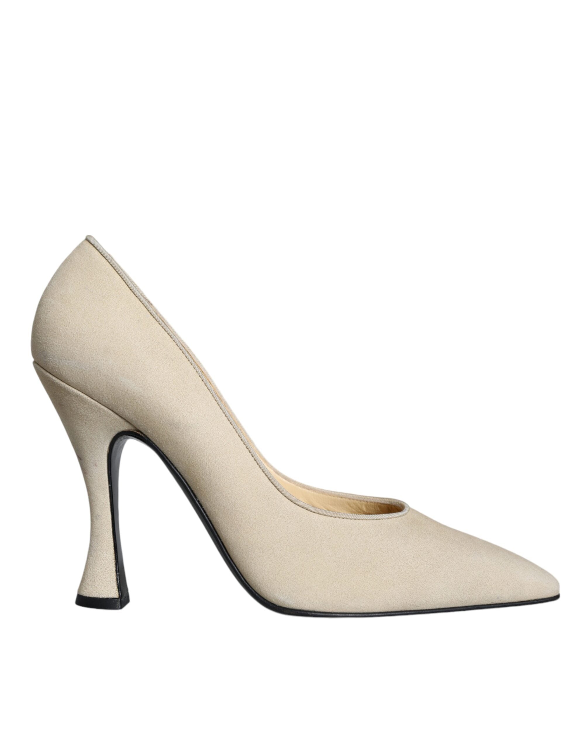 Beige mocka läder högklackade pumps skor