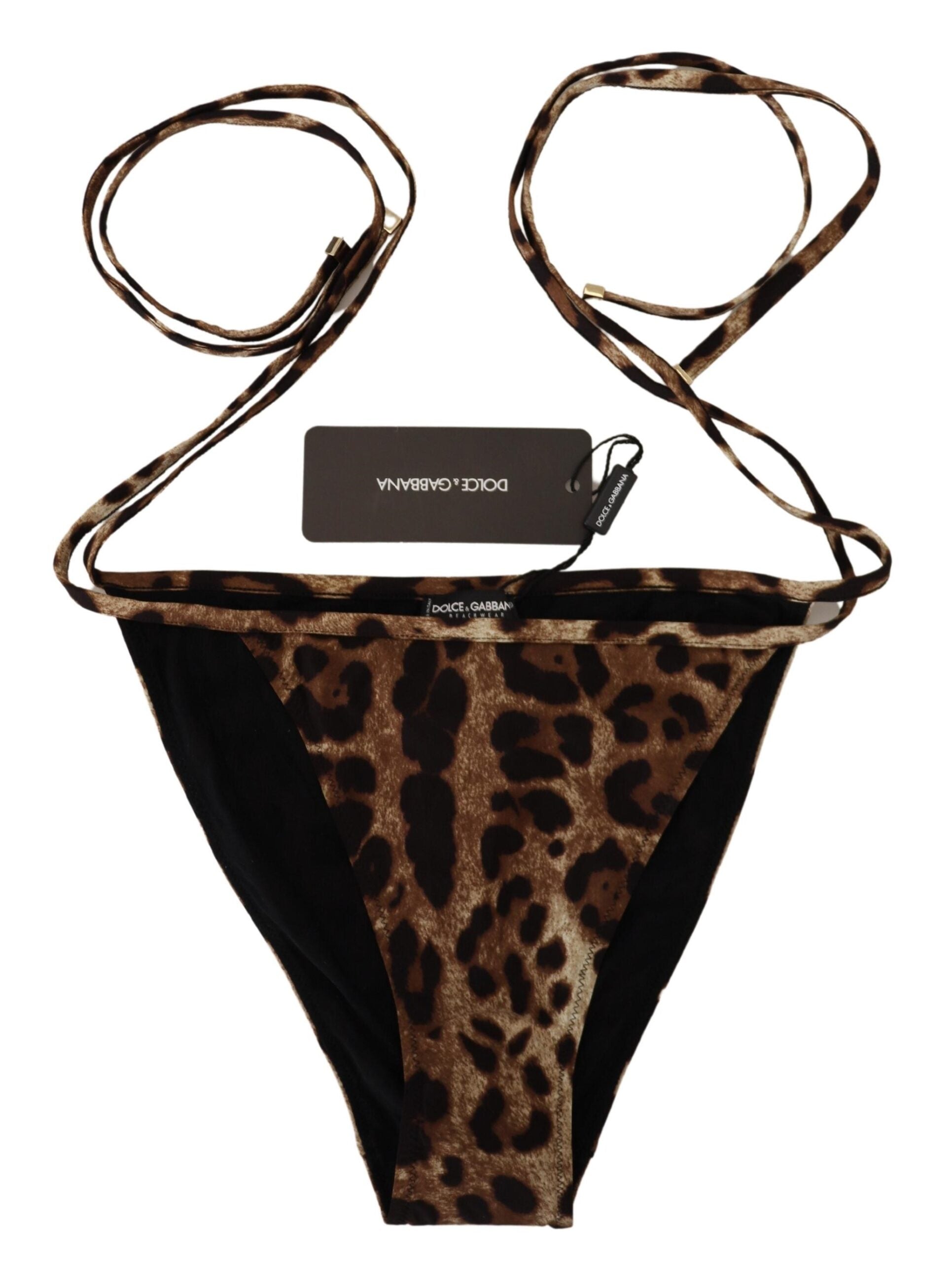 Brun leopardmönstrad baddräkt badkläder bikinitrosa